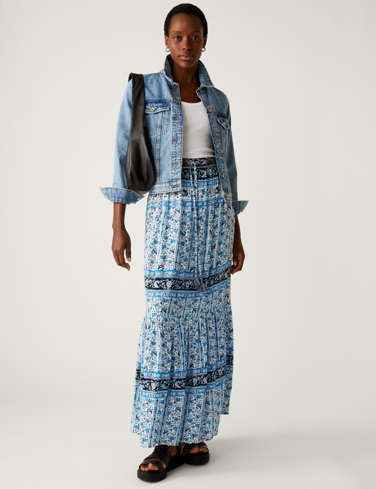

Marks & Spencer Printed Maxi Tiered Skirt (FEMALE, BLUE MIX, 16-PET)