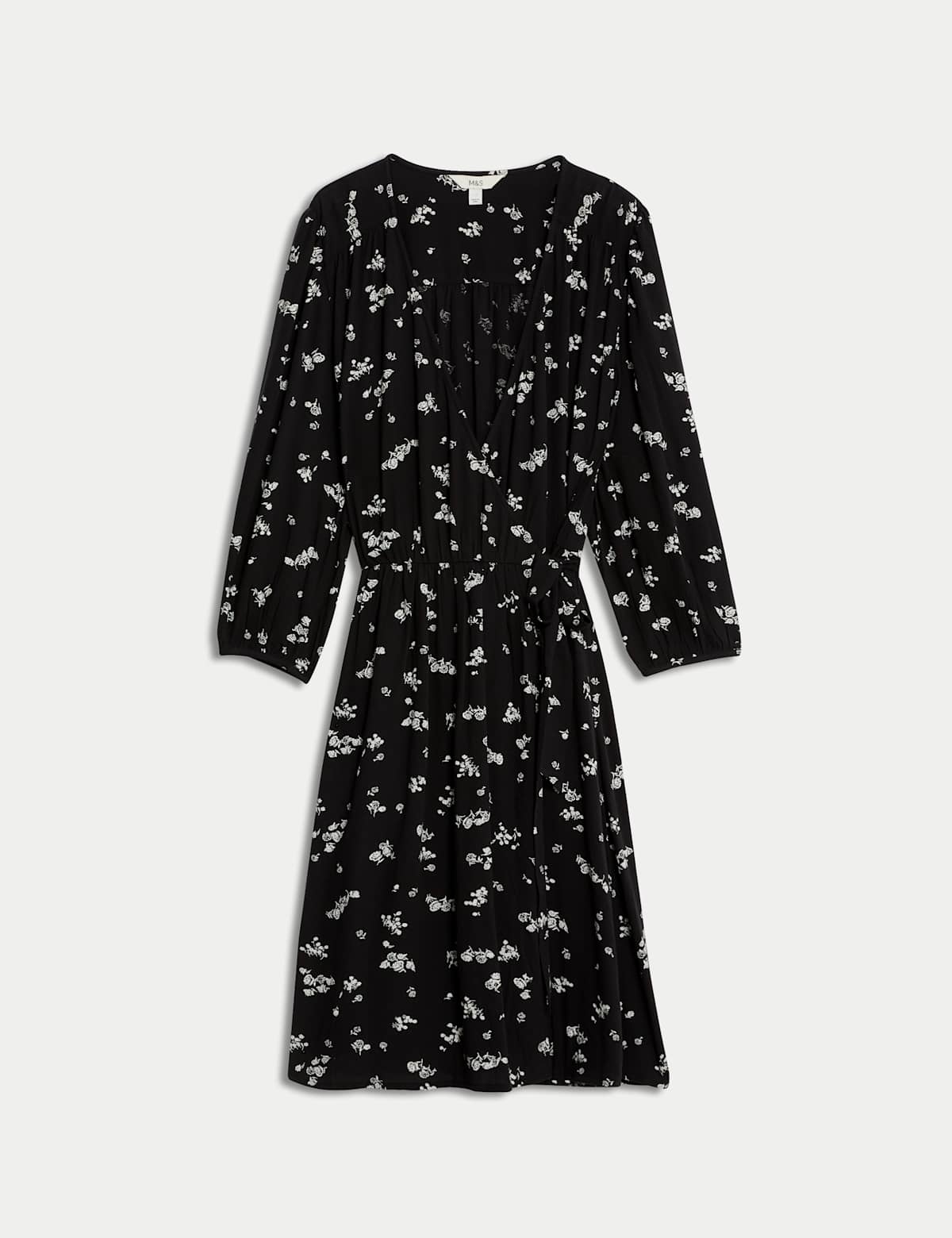 

Marks & Spencer Printed V-Neck Knee Length Wrap Dress (FEMALE, BLACK MIX, 8-PET)