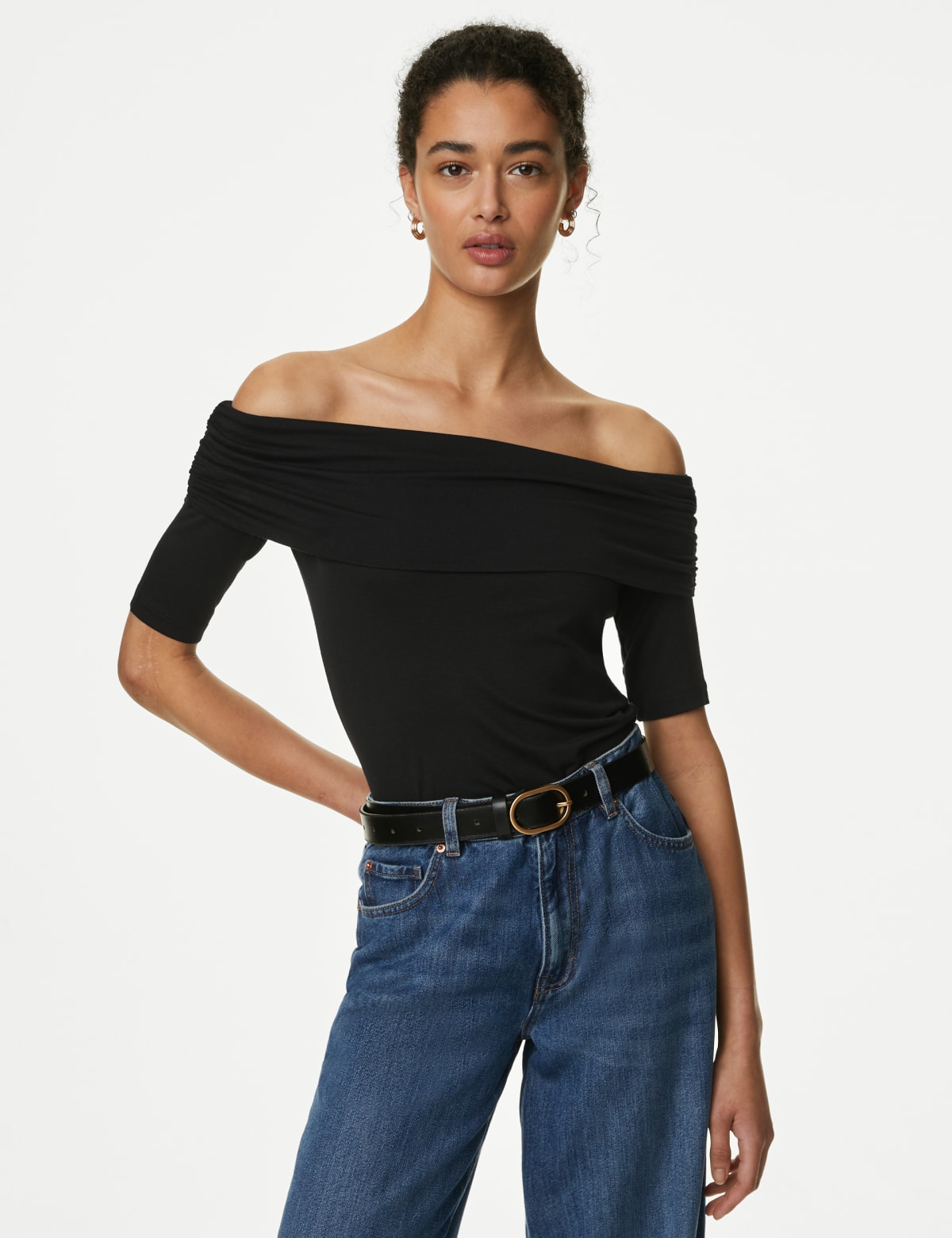 

Marks & Spencer Jersey Bardot Top (FEMALE, BLACK, 12-REG)