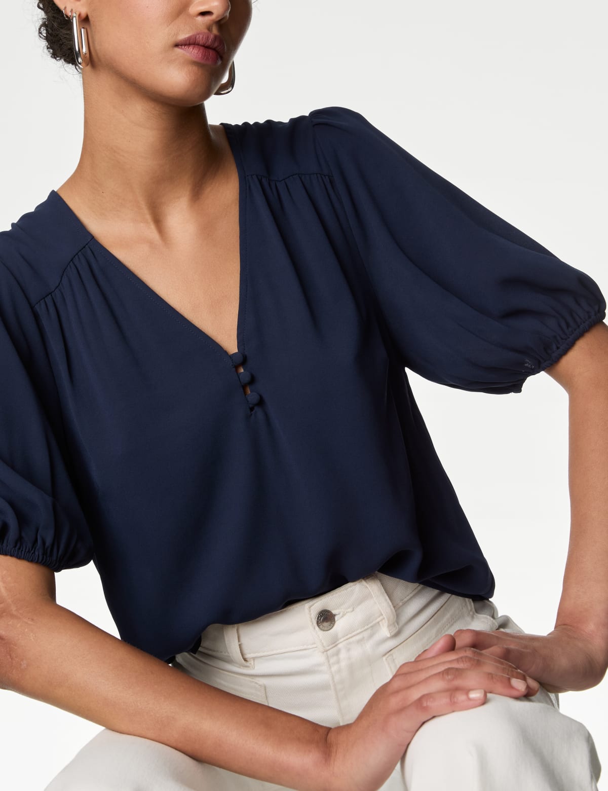 

Marks & Spencer V-Neck Blouse (FEMALE, NAVY, 16-REG)