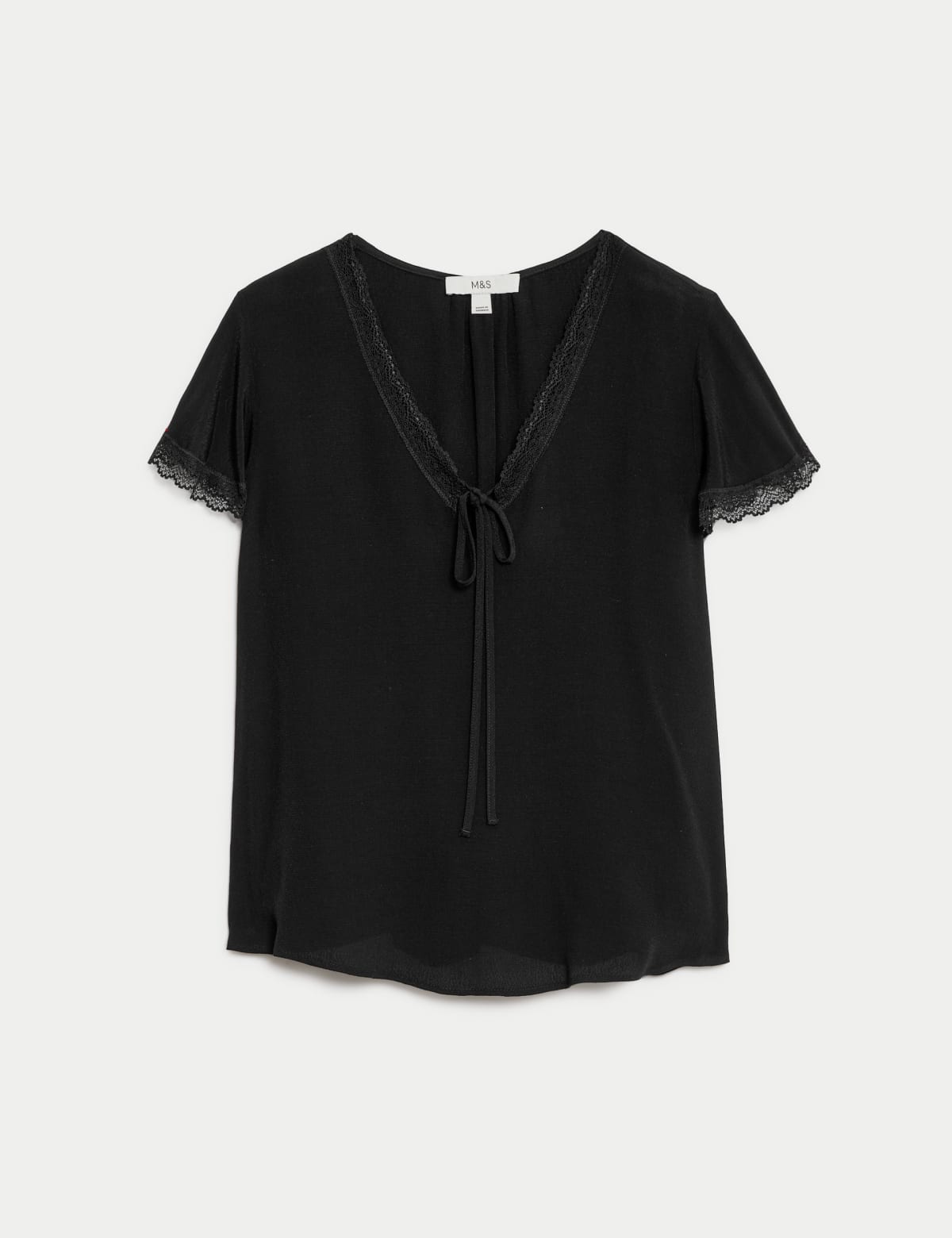 

Marks & Spencer Lace Detail V-Neck Blouse (FEMALE, BLACK, 12-REG)