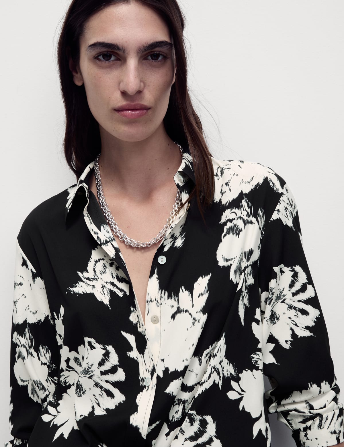 

Marks & Spencer Floral Collared Shirt (FEMALE, BLACK MIX, 8-REG)