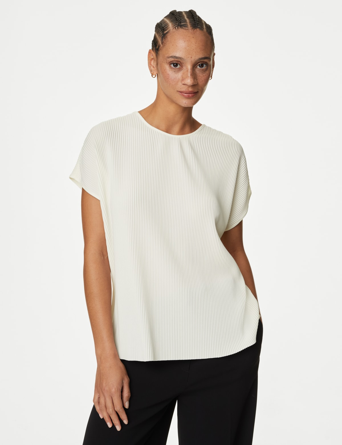 

Marks & Spencer Jersey Ribbed Top (FEMALE, IVORY, 16-REG)