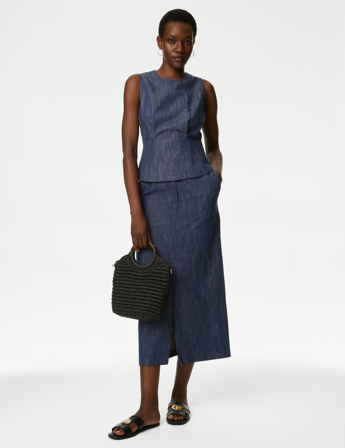 

Marks & Spencer Denim Round Neck Blouse (FEMALE, DENIM, 12-REG)