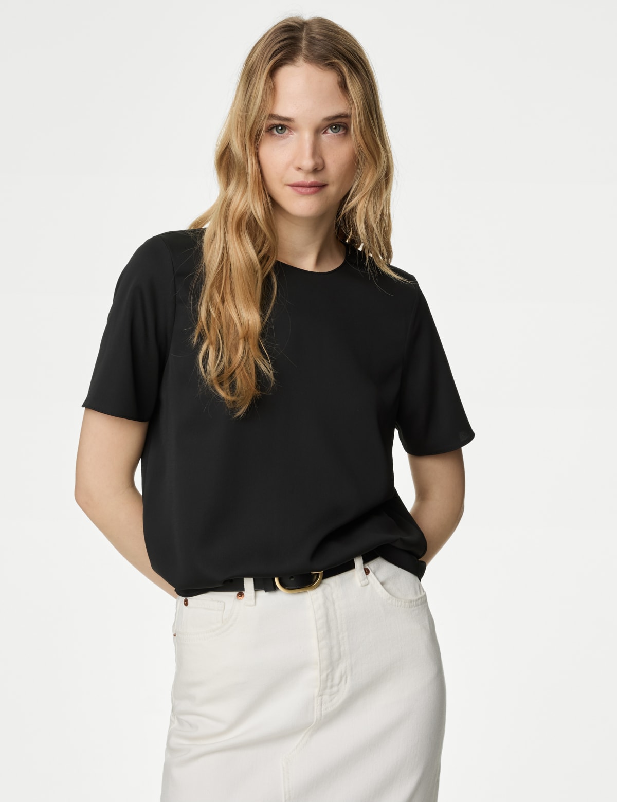 

Marks & Spencer Round Neck Top (FEMALE, BLACK, 14-REG)