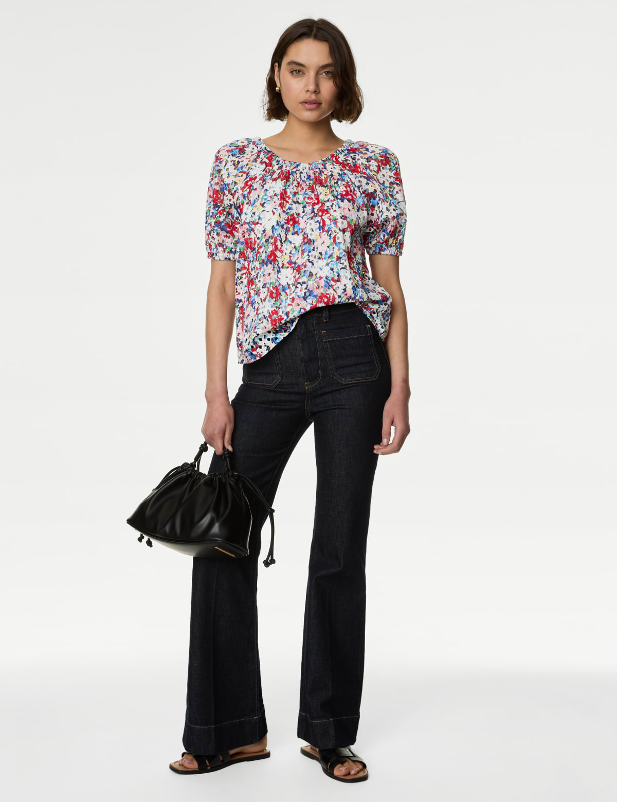 

Marks & Spencer Pure Cotton Floral Broderie Blouse (FEMALE, MULTI, 6-REG)