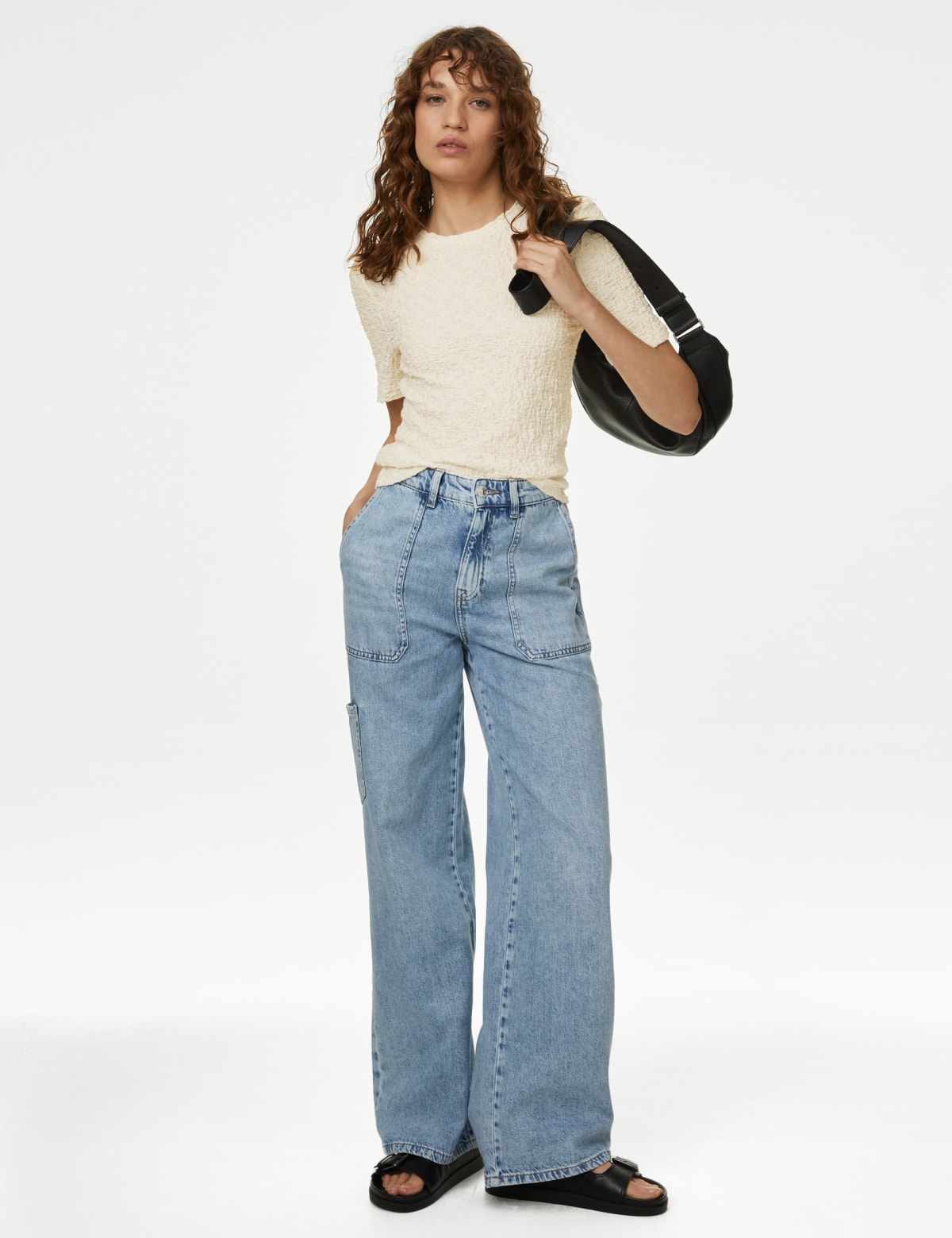 

Marks & Spencer Jersey Textured Top (FEMALE, IVORY, 20-REG)