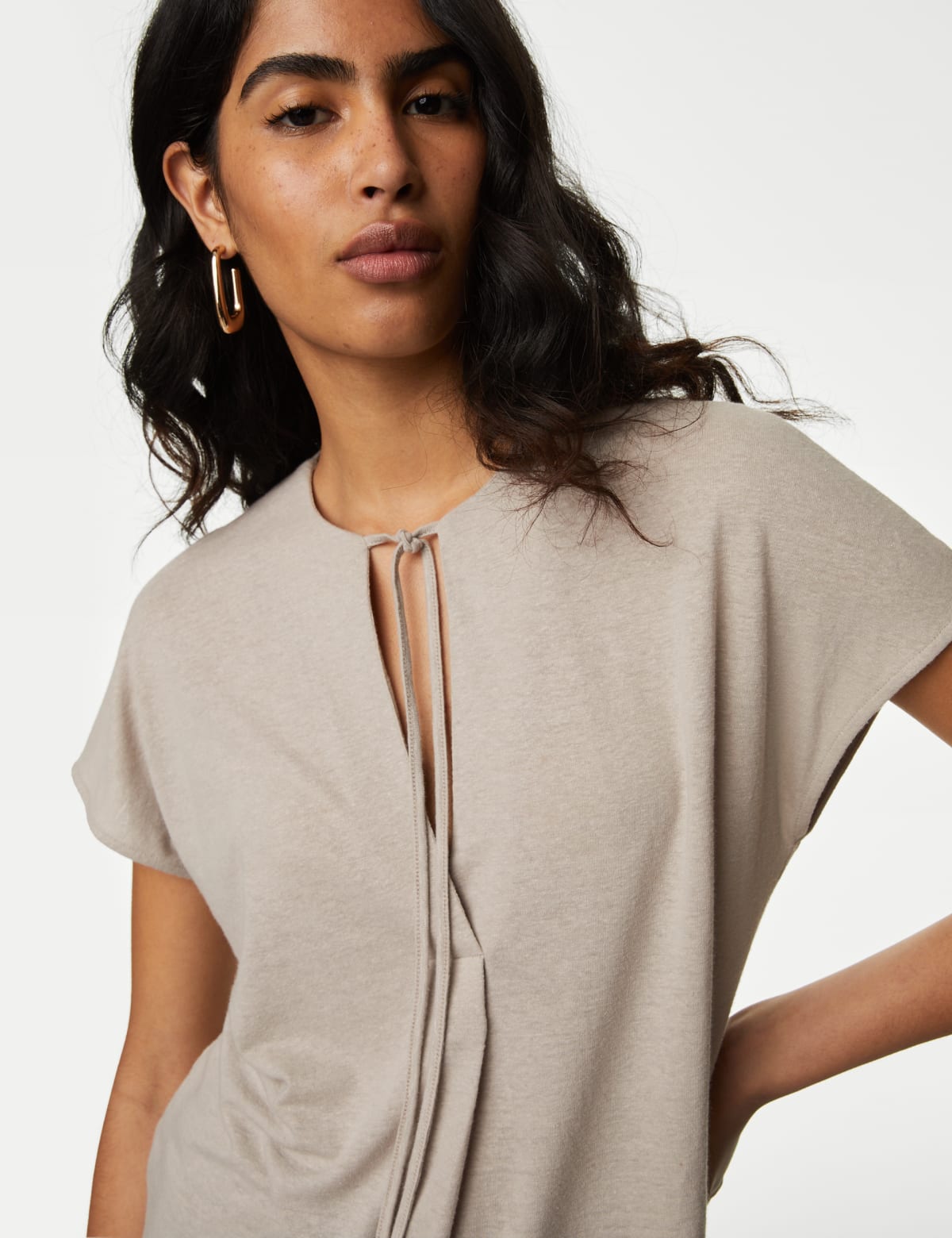 

Marks & Spencer Jersey V-Neck Blouse (FEMALE, FAWN, 18-REG)