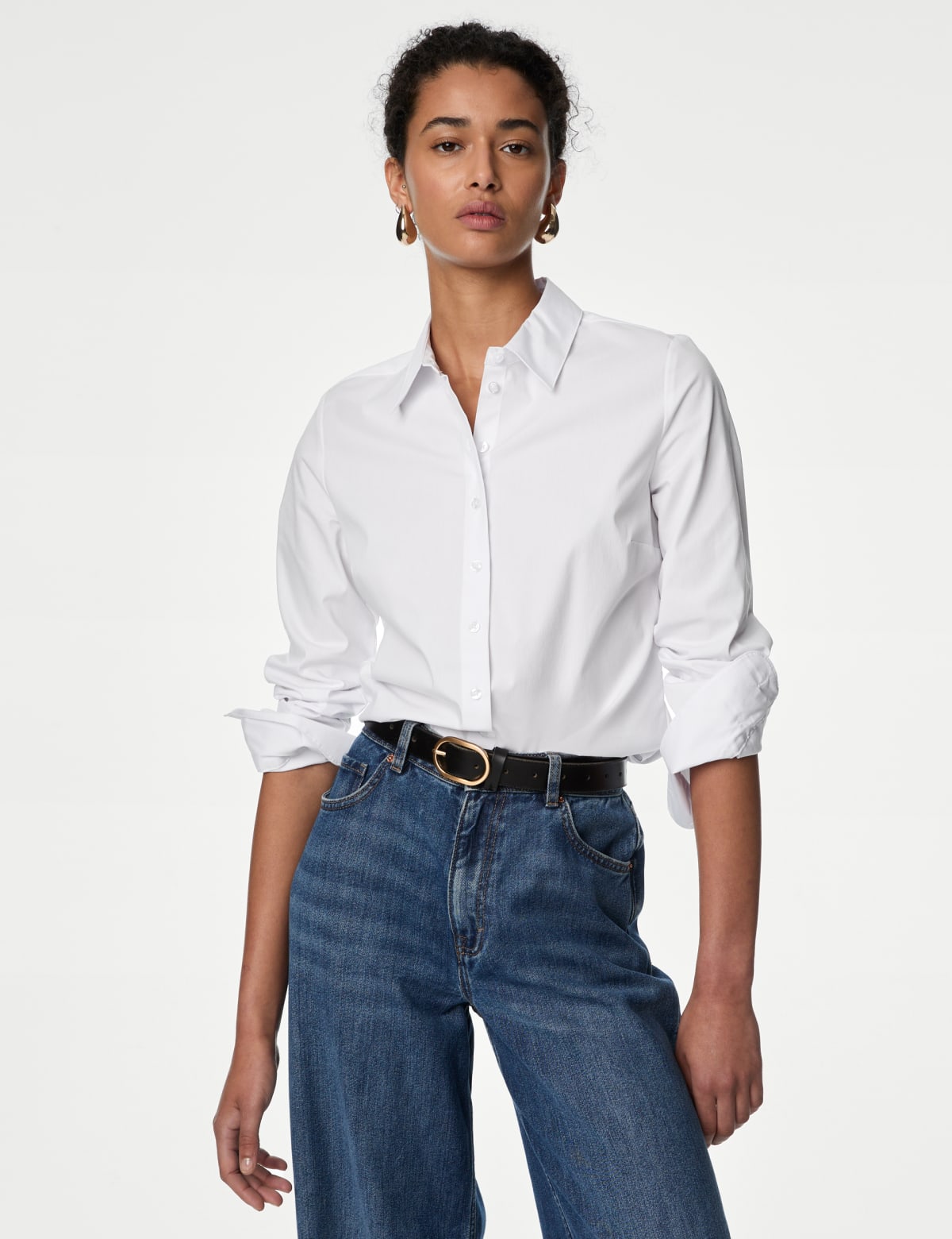 

Marks & Spencer Cotton Rich Fitted Collared Shirt (FEMALE, WHITE, 16)