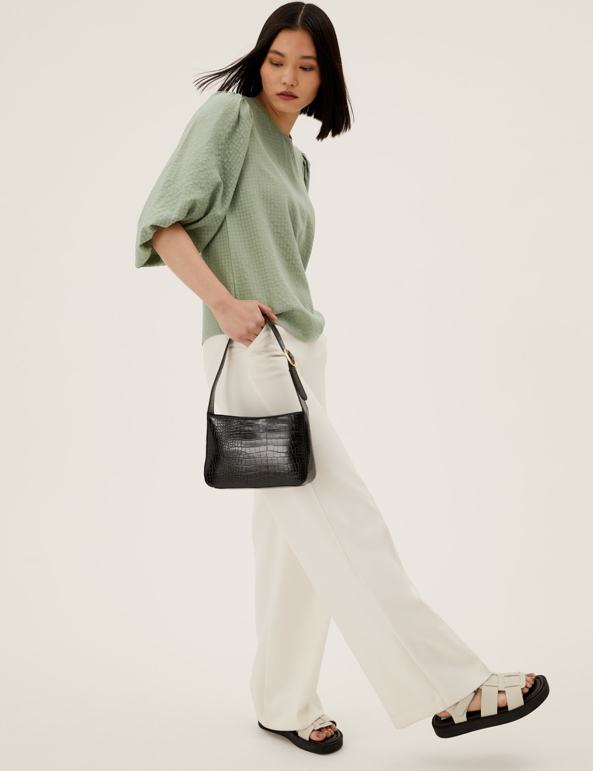 

Marks & Spencer Checked 3/4 Sleeve Top (FEMALE, KHAKI, 6)