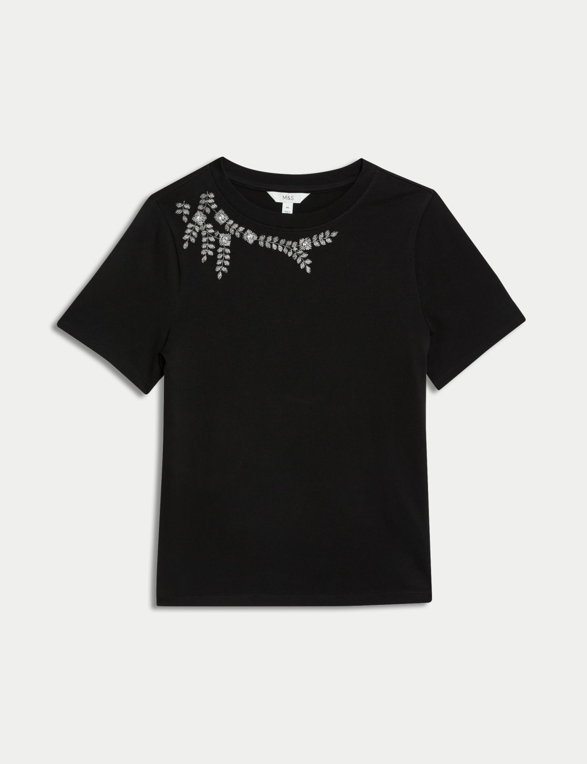 

Marks & Spencer Pure Cotton Embellished Top (FEMALE, BLACK, 6-REG)