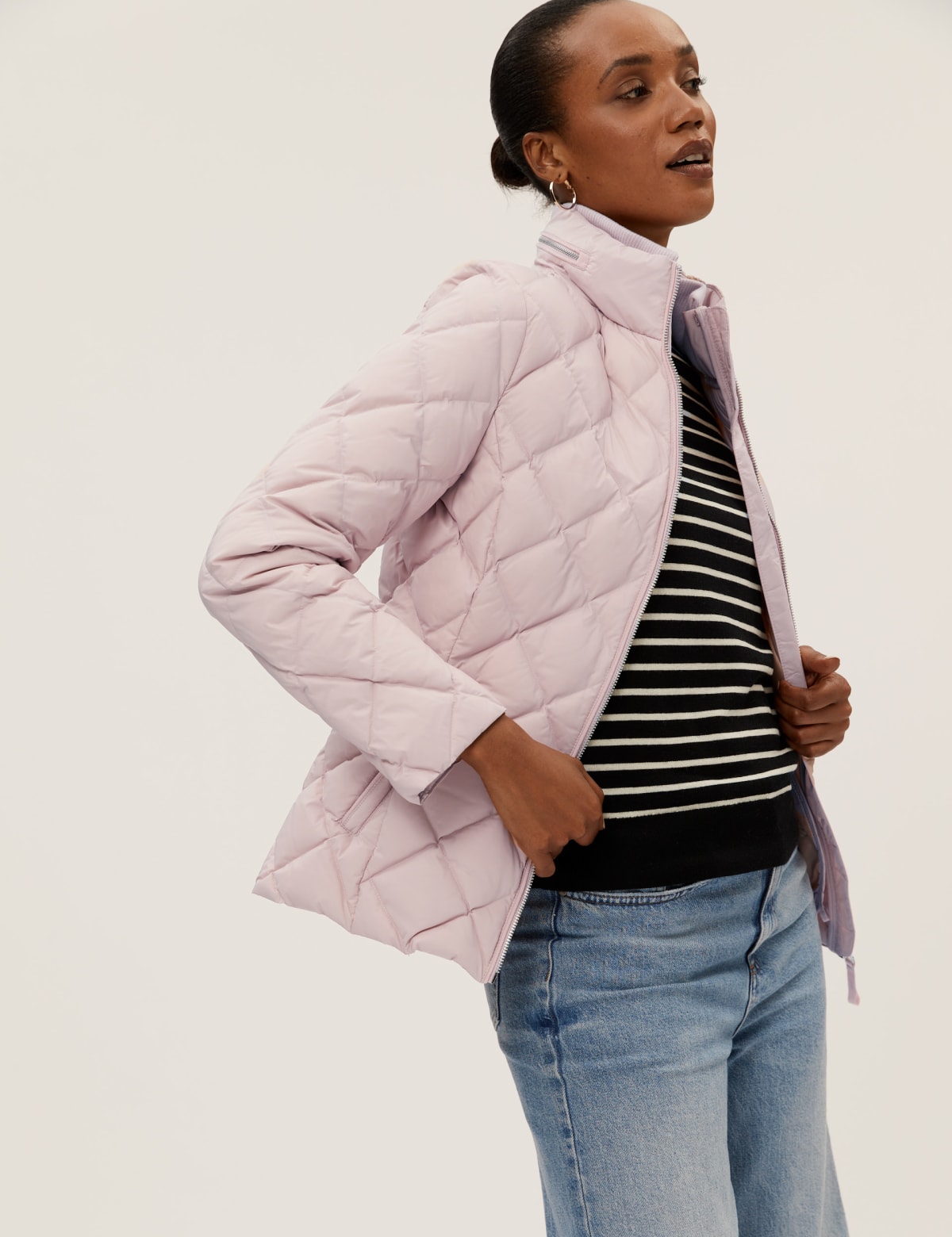 

Marks & Spencer Feather & Down Quilted Puffer Jacket (FEMALE, PINK SHELL, 6)