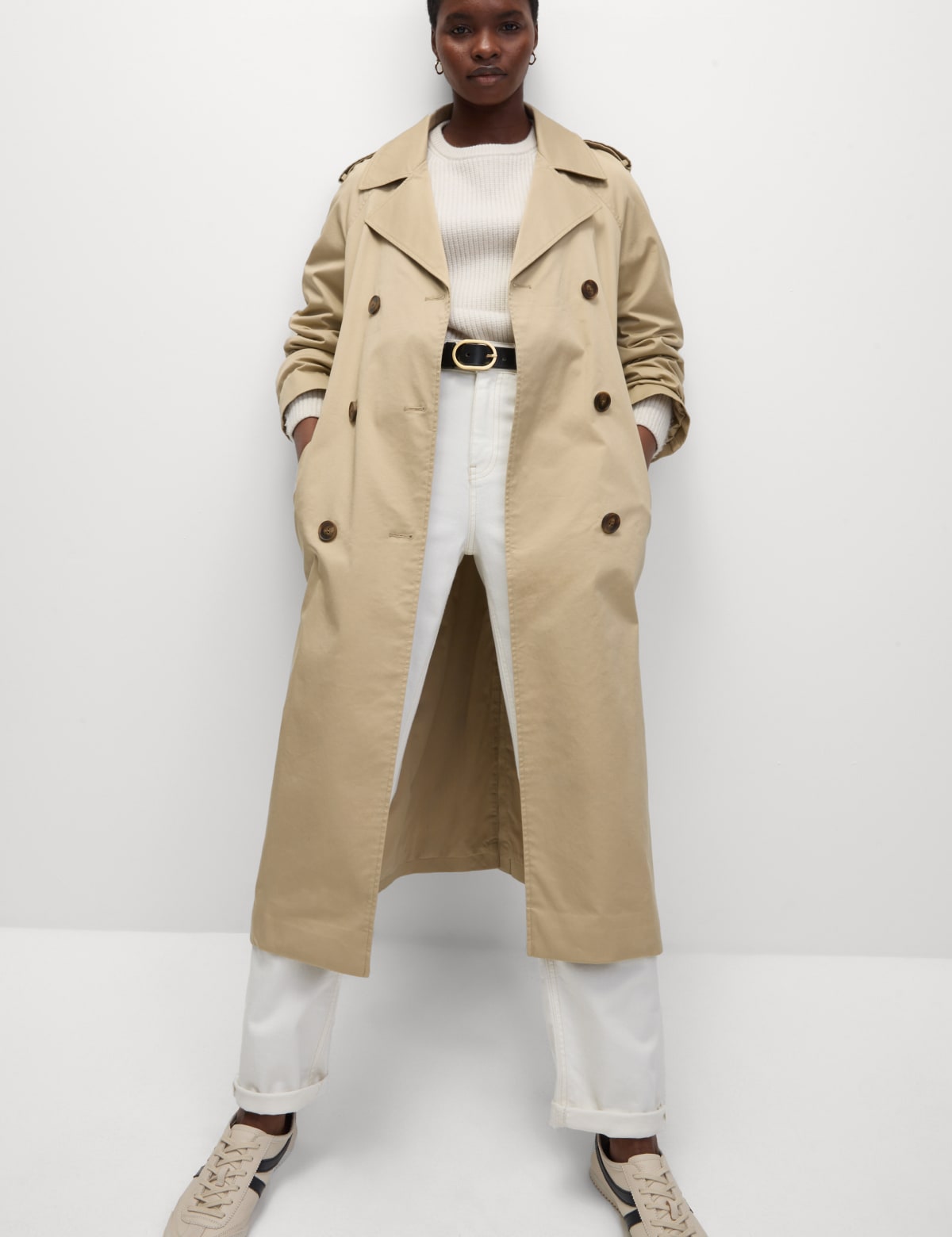 

Marks & Spencer Cotton Rich Longline Trench Coat (FEMALE, BUFF, 6)