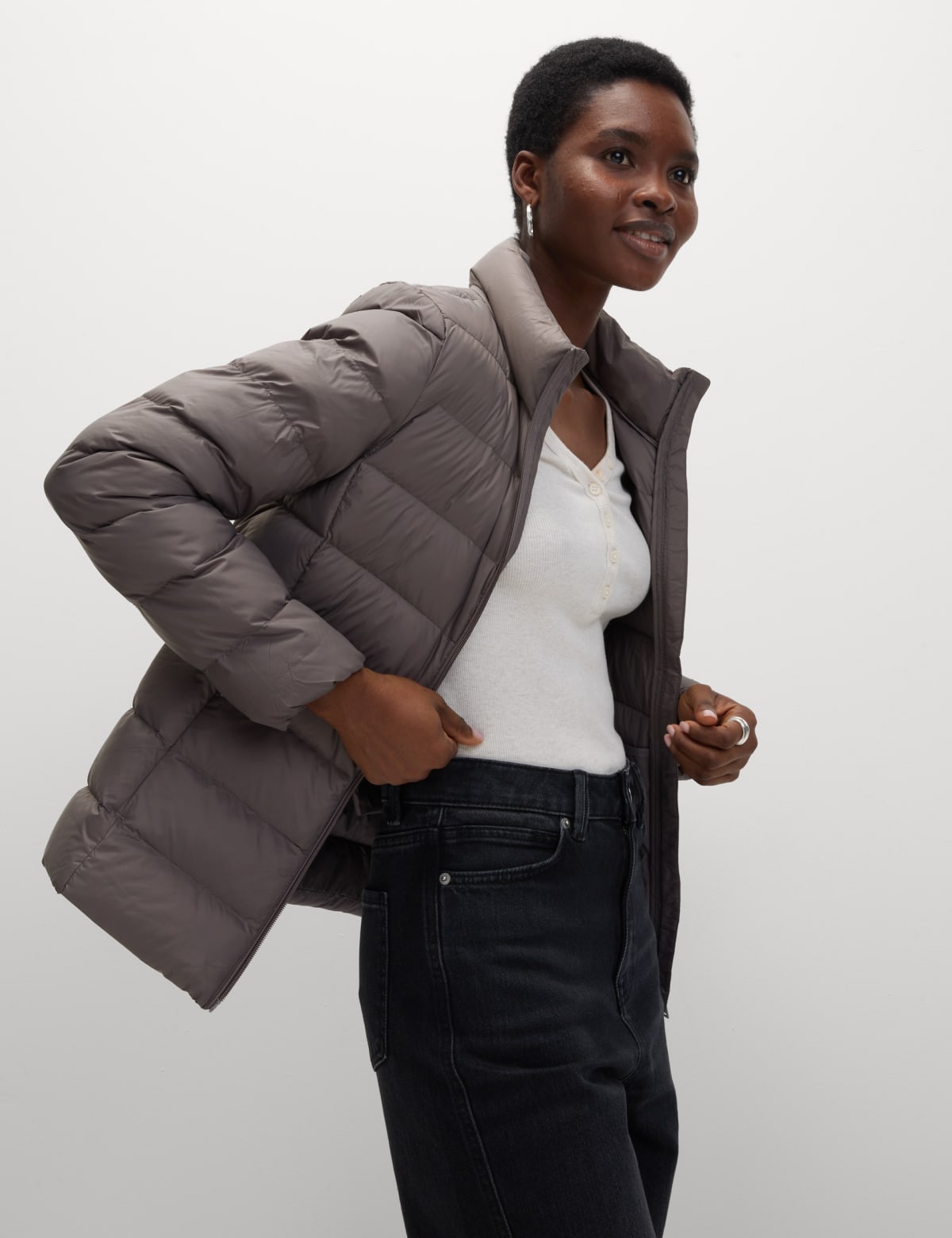 

Marks & Spencer Feather & Down Quilted Packaway Puffer Jacket (FEMALE, LAVENDER GREY, 10)