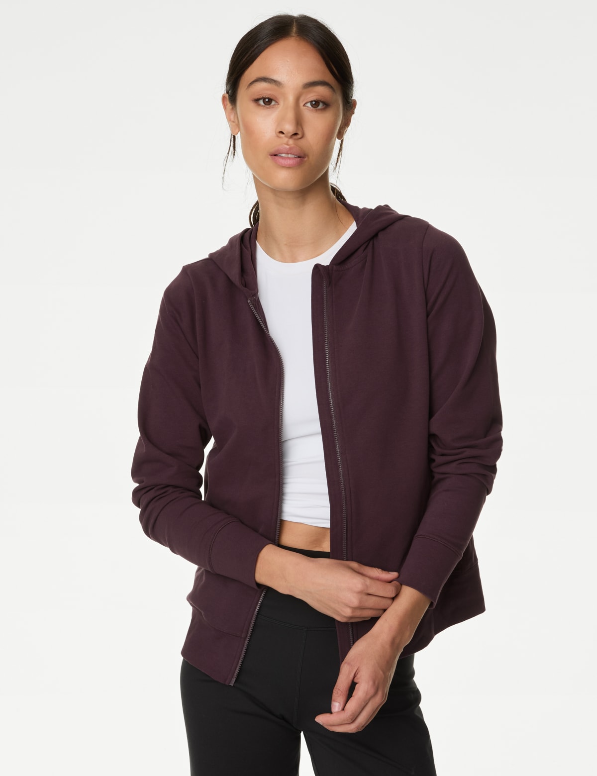 

Marks & Spencer Cotton Rich Relaxed Zip Up Hoodie (FEMALE, BLACKBERRY, 12)