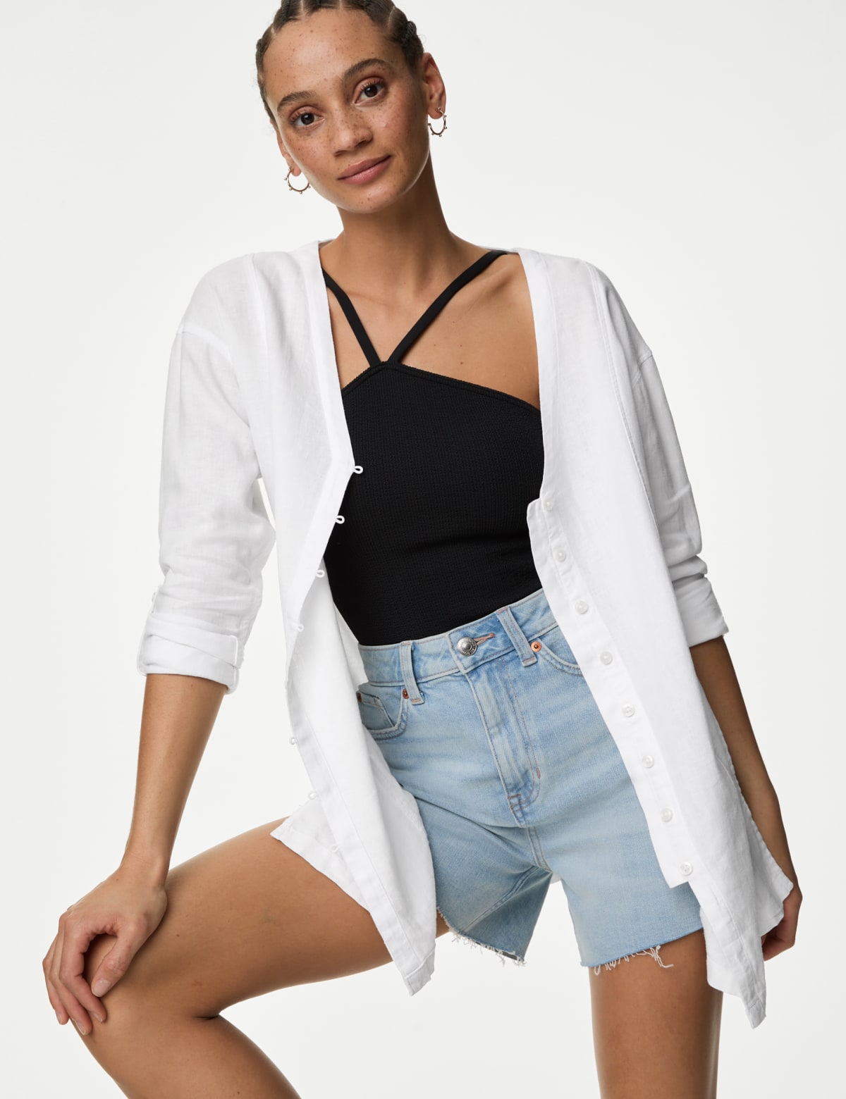 

Marks & Spencer Linen Rich V-Neck Blouse (FEMALE, WHITE, 16)