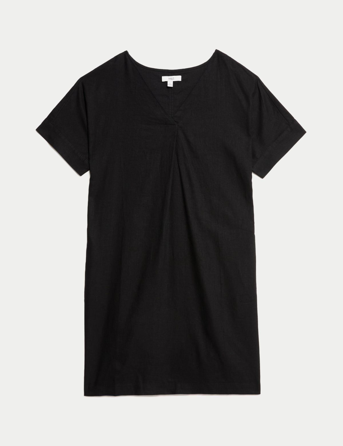 

Marks & Spencer Linen Rich V-Neck Mini Shift Dress (FEMALE, BLACK, 16-PET)