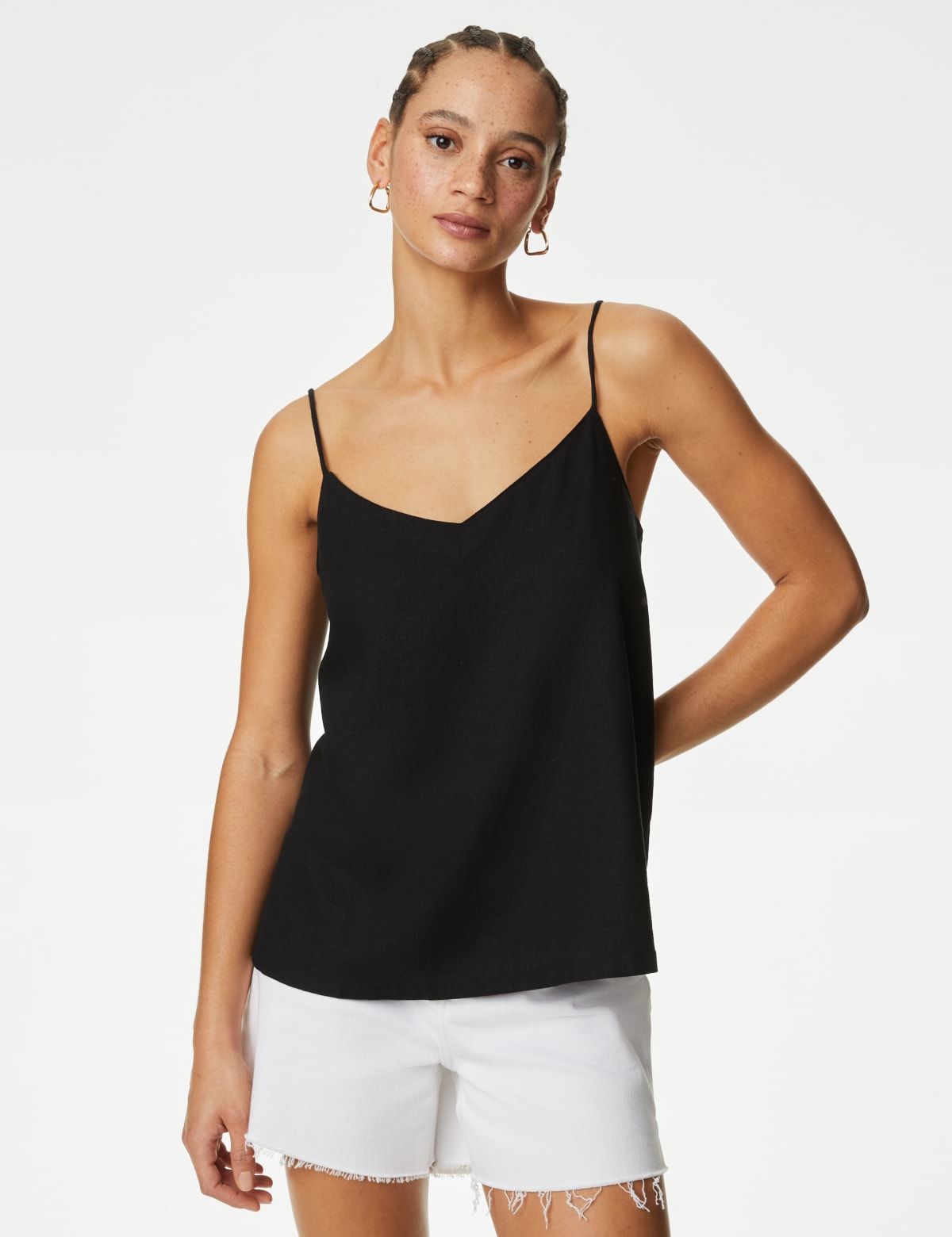 

Marks & Spencer Linen Rich V-Neck Cami Top (FEMALE, BLACK, 8)