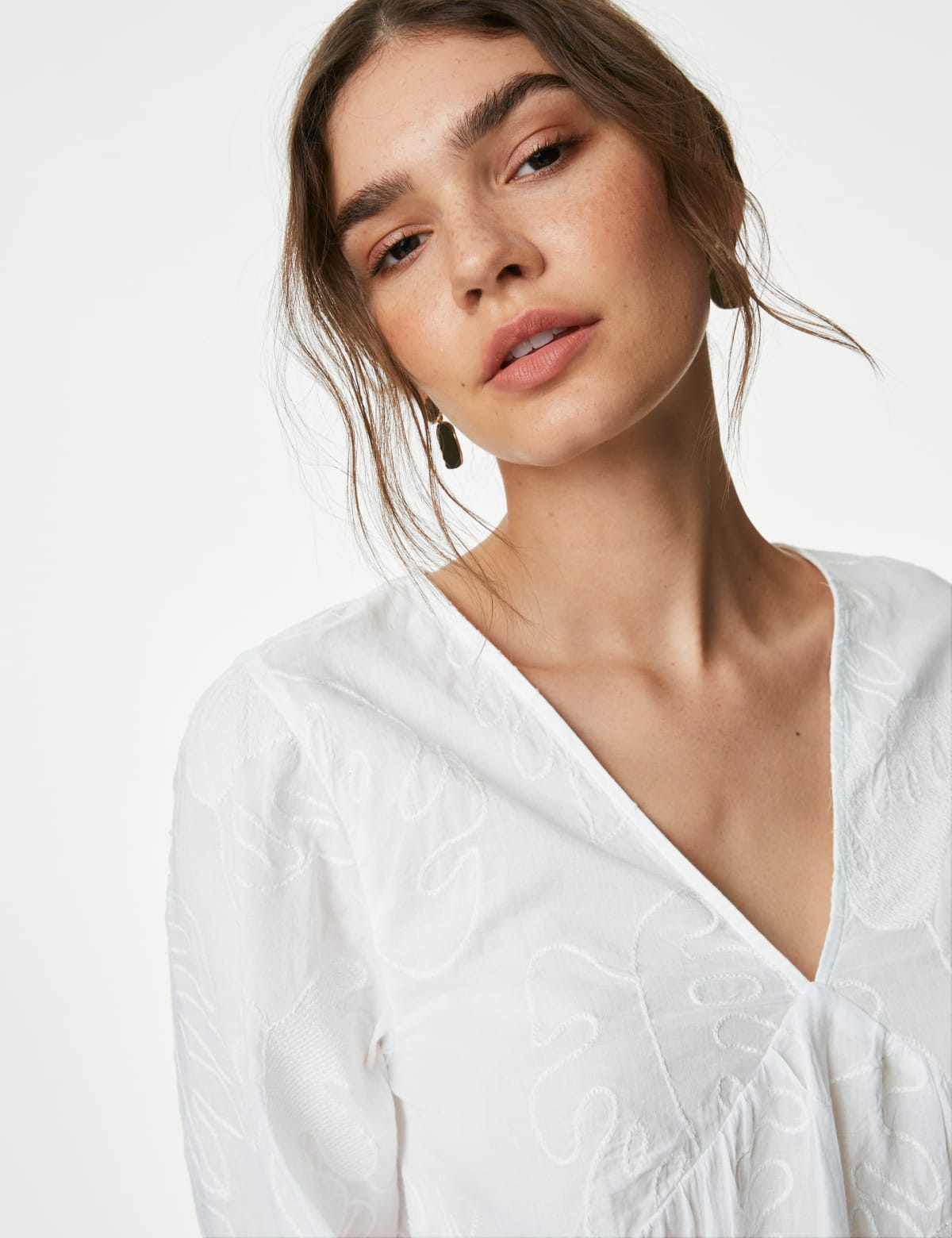 

Marks & Spencer Pure Cotton Embroidered V-Neck Mini Beach Dress (FEMALE, SOFT WHITE, L)