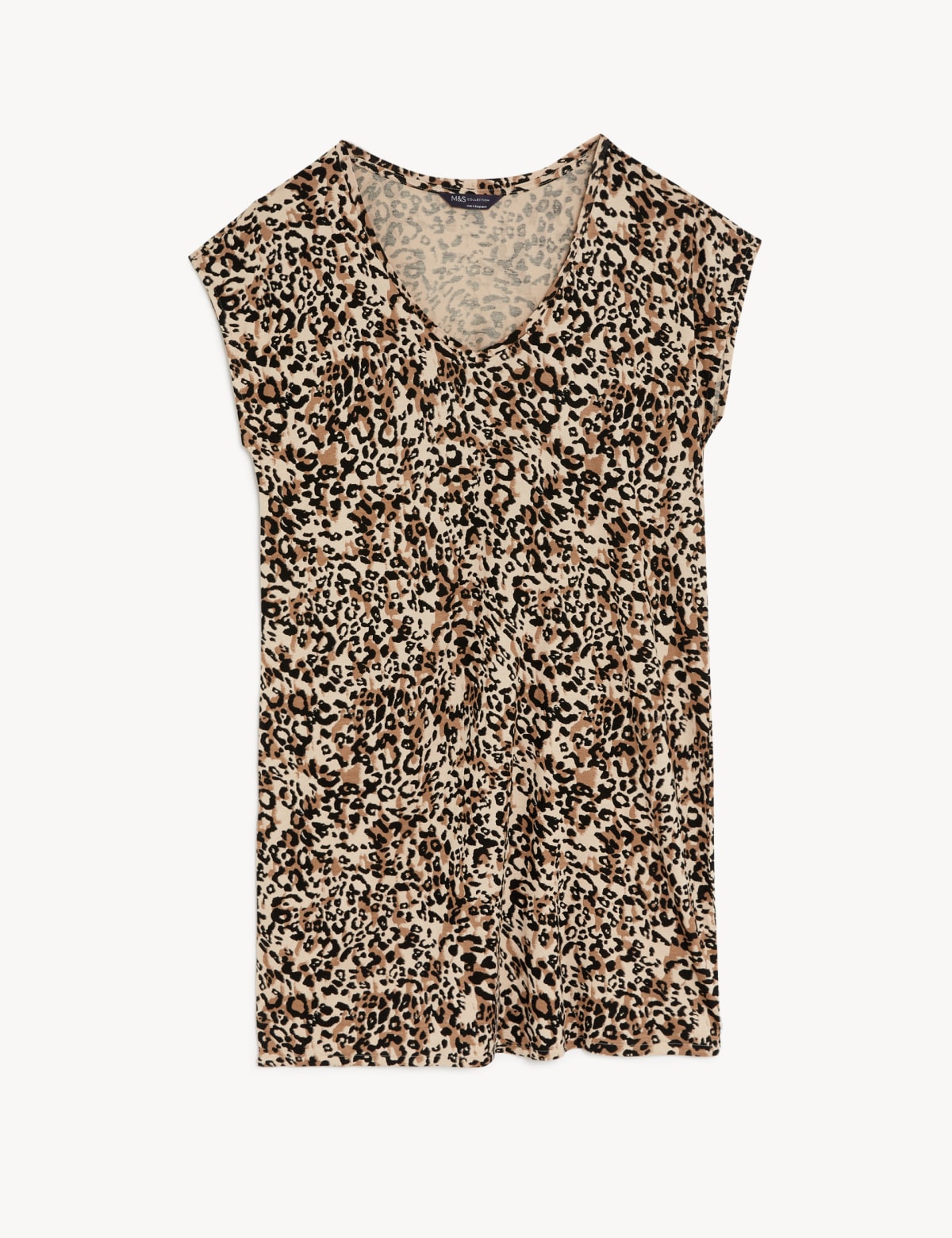 

Marks & Spencer Jersey Printed V-Neck Mini T-Shirt Dress (FEMALE, BROWN MIX, M)