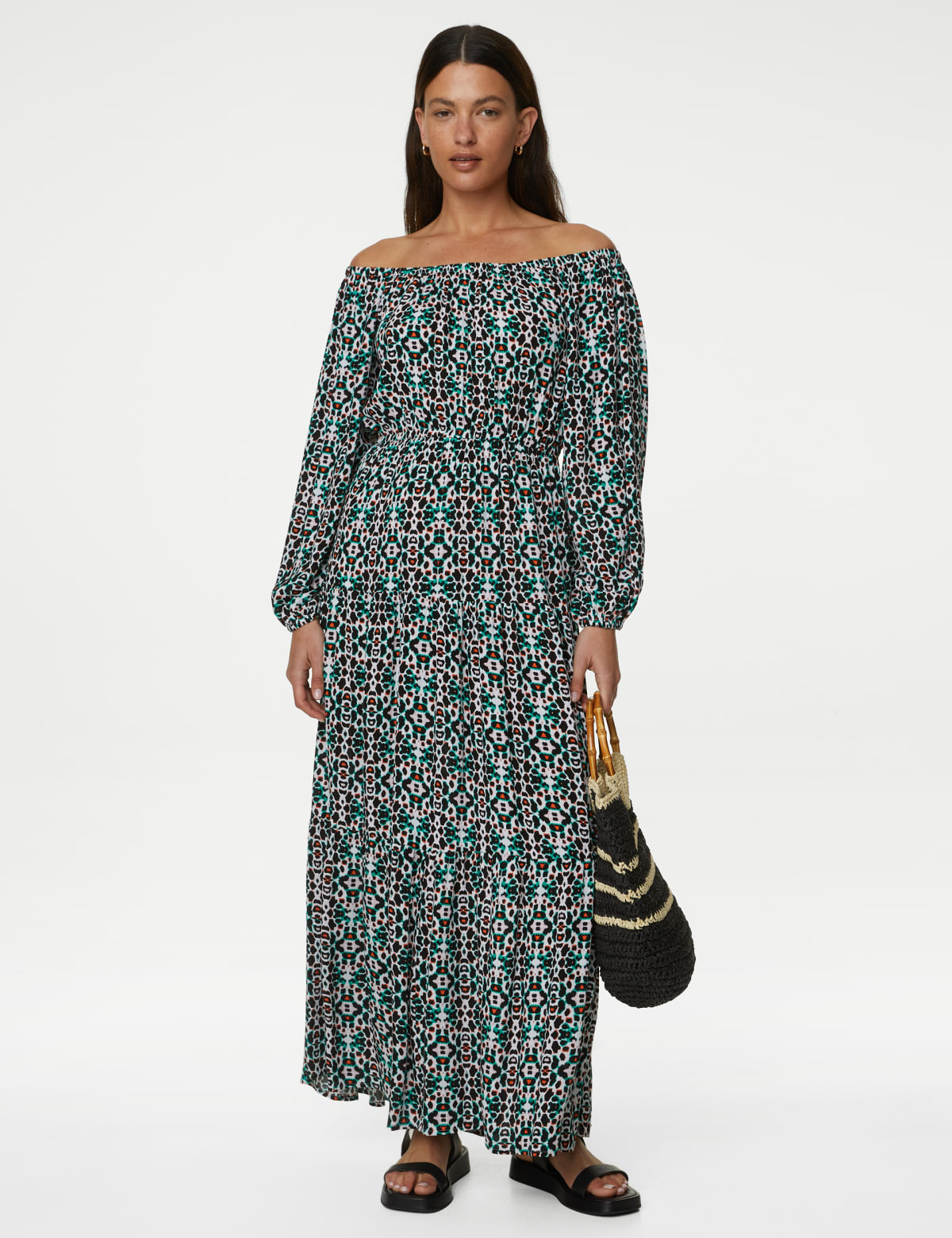 

Marks & Spencer Printed Bardot Midaxi Dress (FEMALE, MULTI, 6-REG)