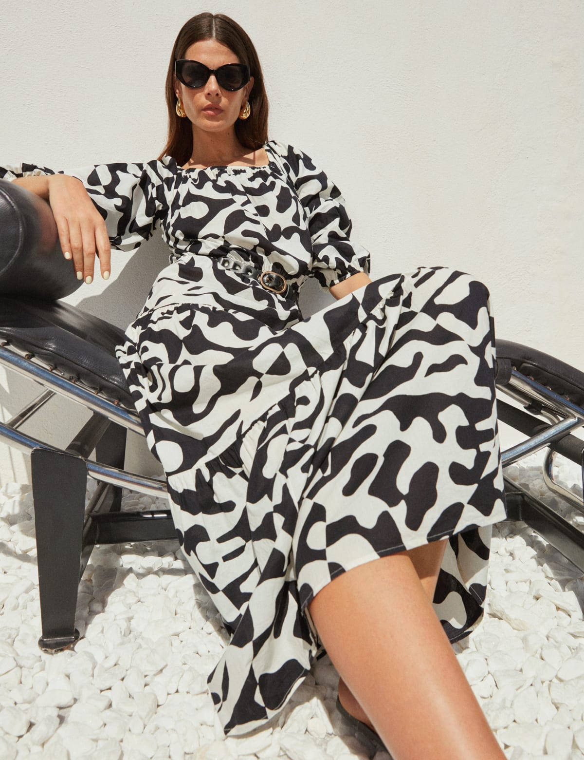 

Marks & Spencer Pure Cotton Printed Bardot Midaxi Beach Dress (FEMALE, IVORY MIX, 14-SHT)
