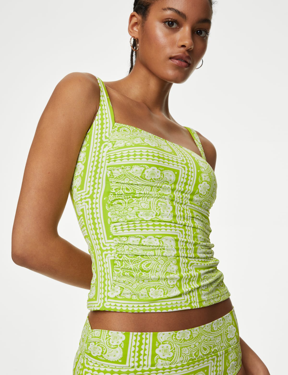 

Marks & Spencer 360 Tummy Control Printed Padded Tankini Top (FEMALE, LIME MIX, 10)