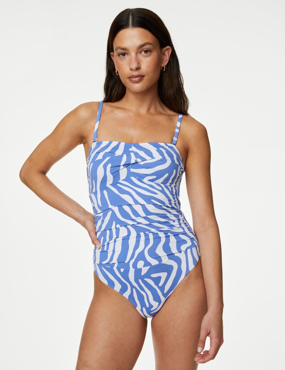 

Marks & Spencer Tummy Control Printed Bandeau Swimsuit (FEMALE, LIGHT BLUE MIX, 16)