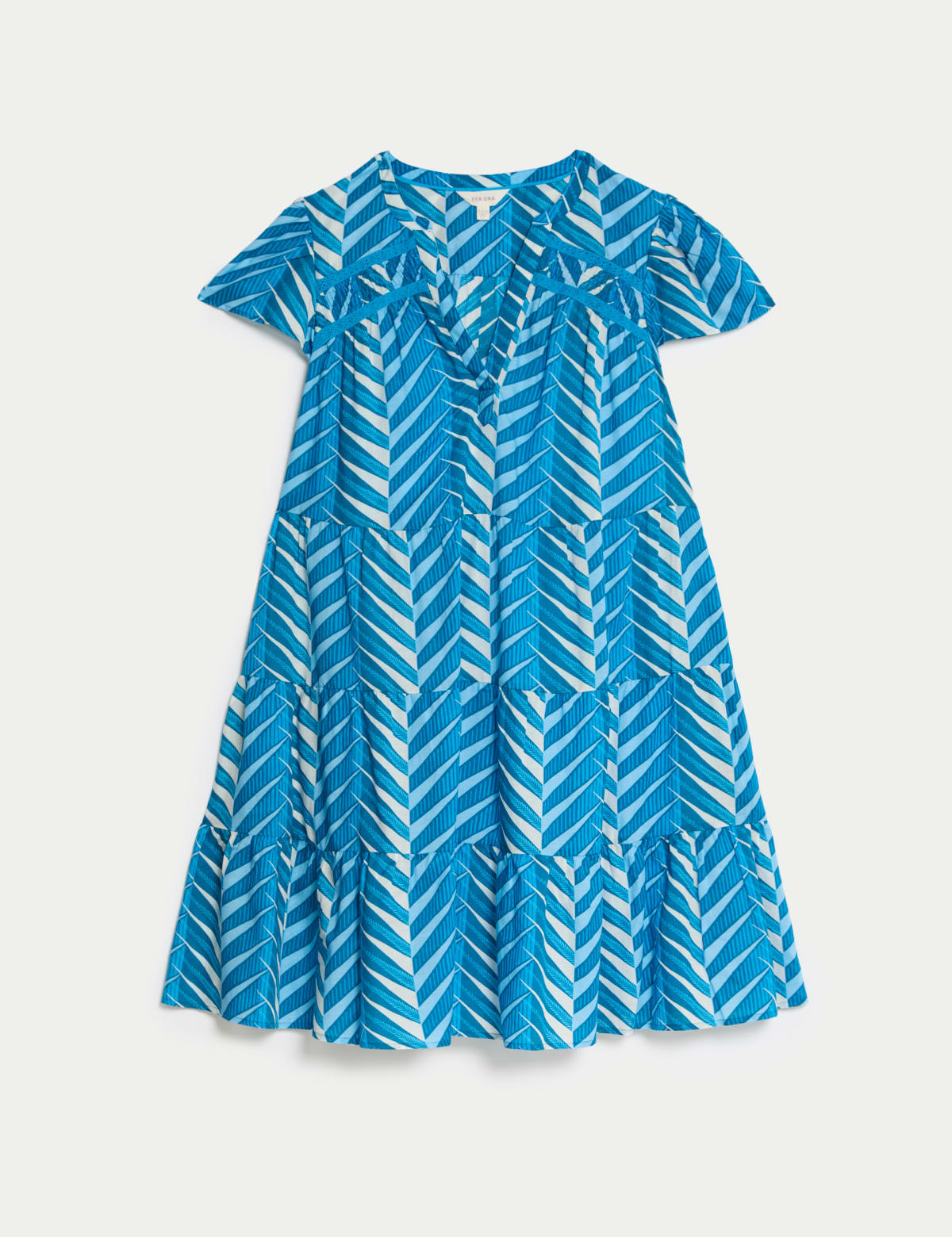 

Marks & Spencer Lyocell Rich Printed Notch Neck Tiered Smock Dress (FEMALE, TURQUOISE MIX, 16-REG)