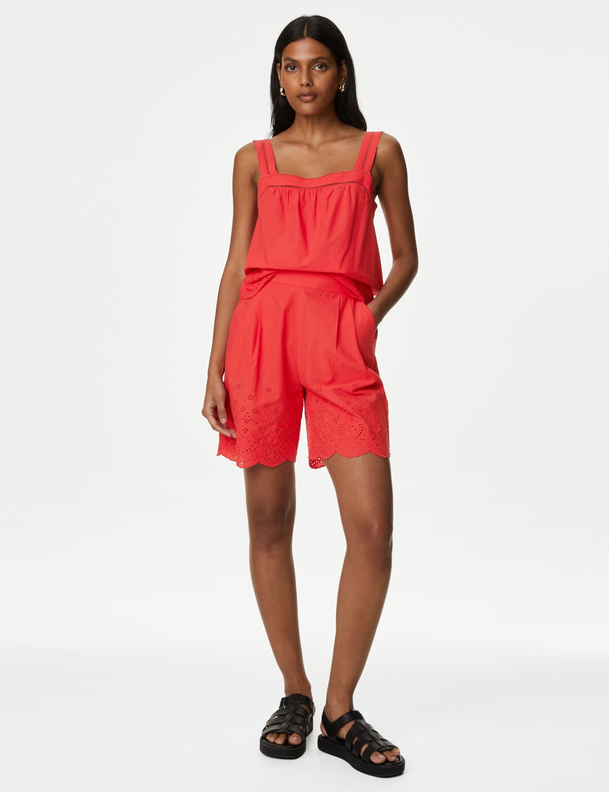 

Marks & Spencer Pure Cotton Embroidered High Waisted Shorts (FEMALE, FLAME, 12)