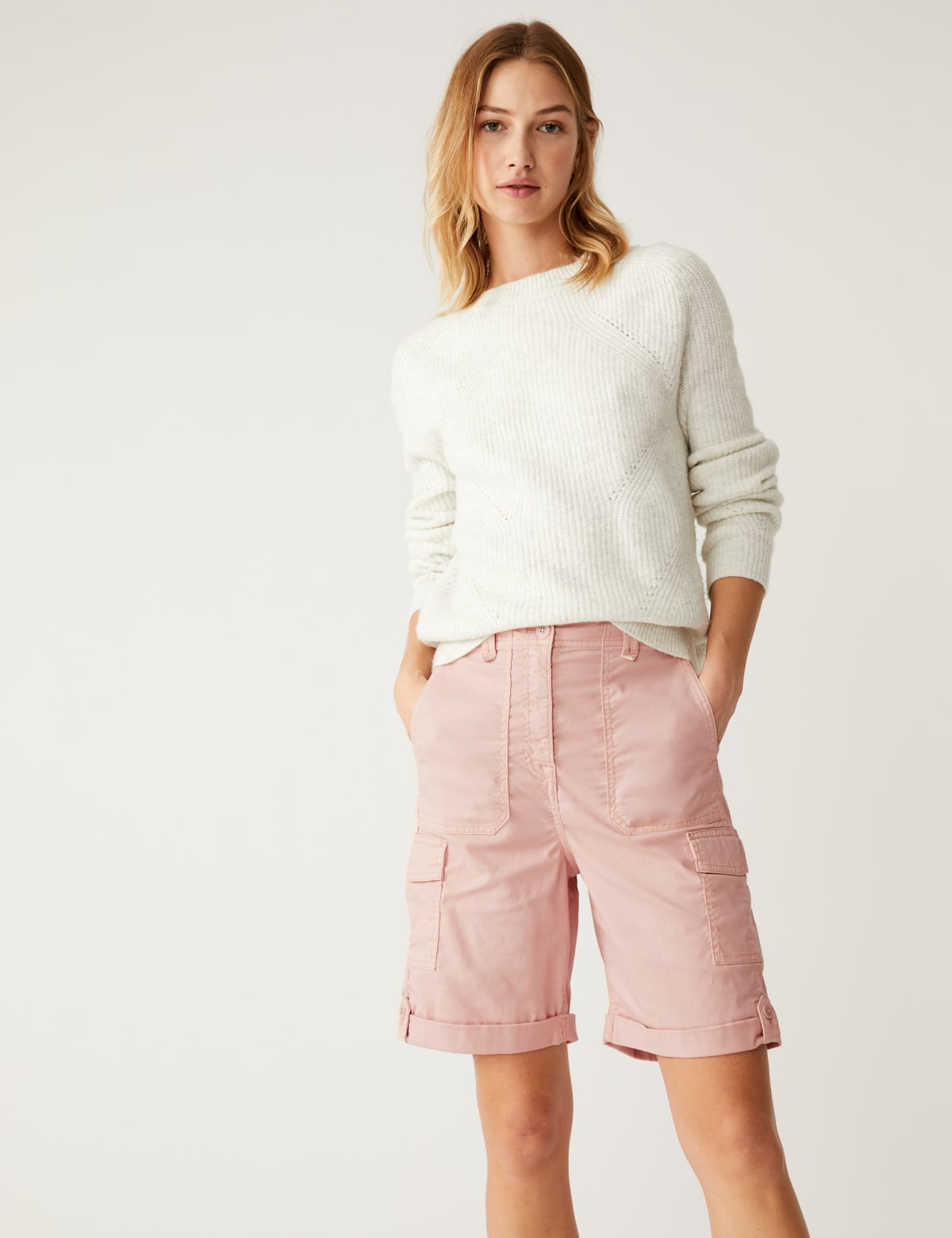 

Marks & Spencer Lyocell Rich Cargo Tea Dyed Shorts (FEMALE, DUSTED PINK, 18)