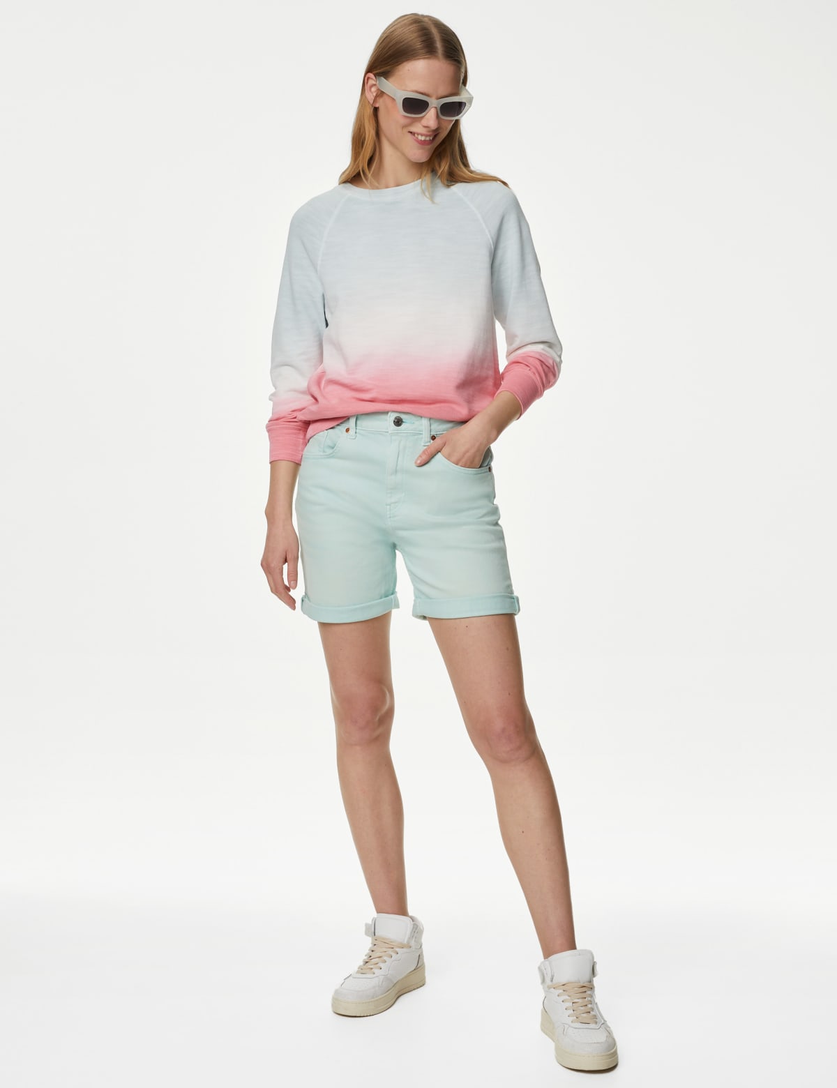 

Marks & Spencer Denim Boyfriend Shorts (FEMALE, PALE AQUA, 12)