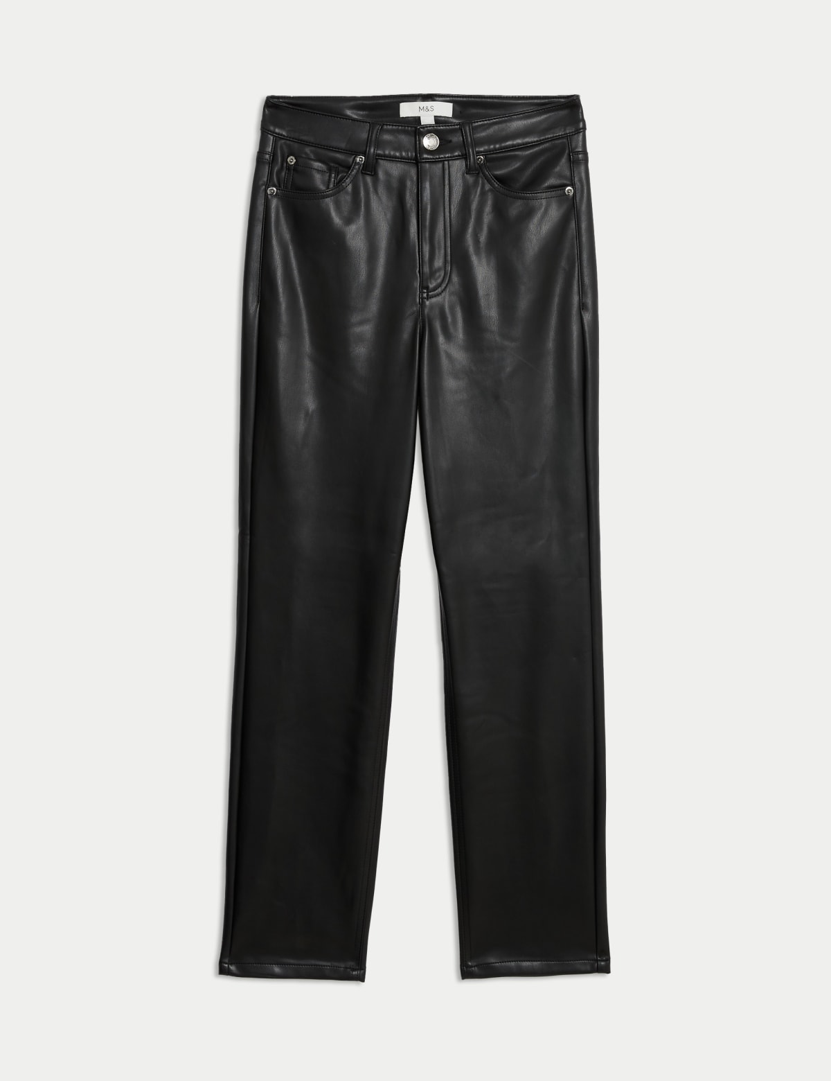 

Marks & Spencer Faux Leather Straight Leg Trousers (FEMALE, BLACK, 6-REG)