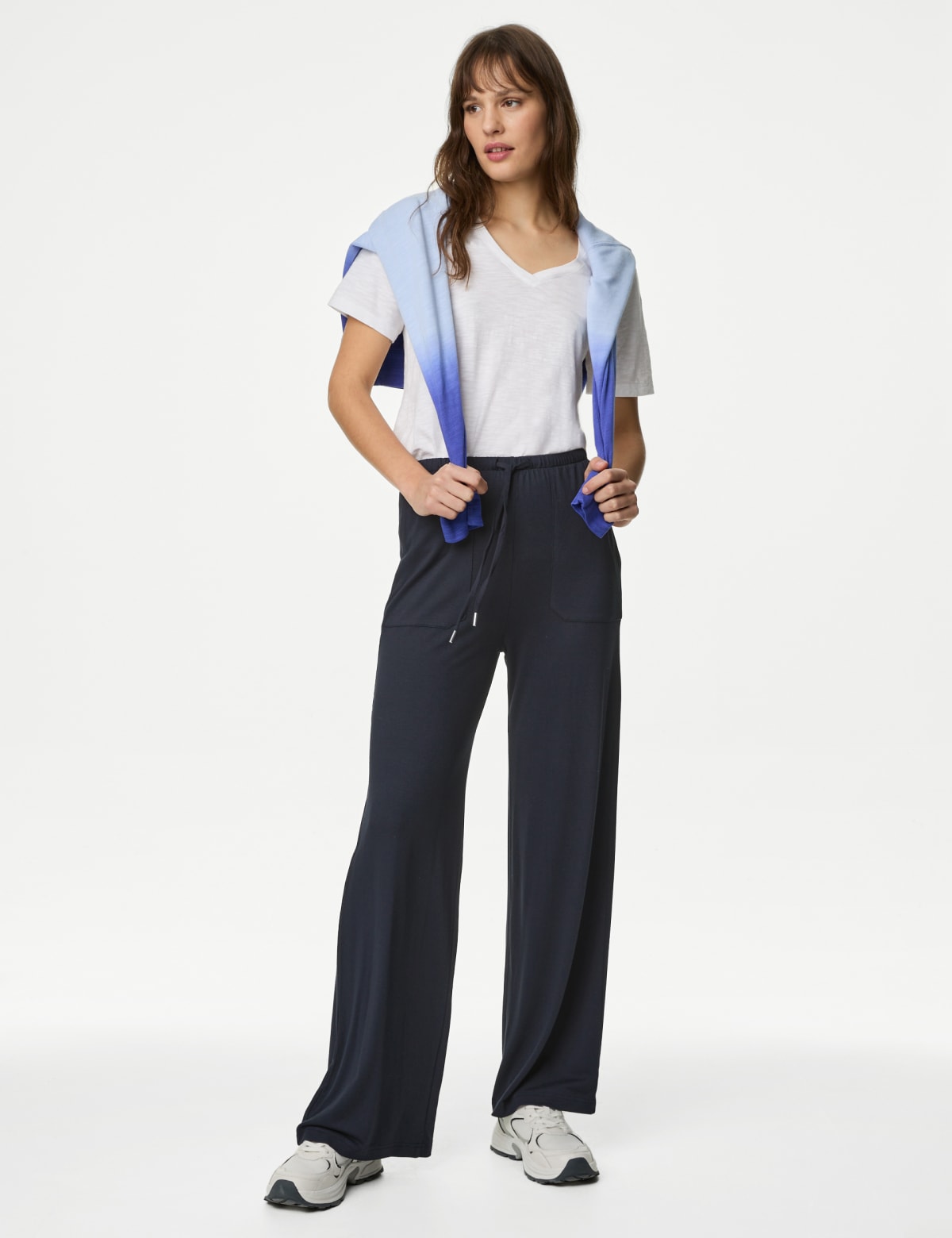 

Marks & Spencer Jersey Wide Leg Trousers (FEMALE, MIDNIGHT NAVY, 12-REG)