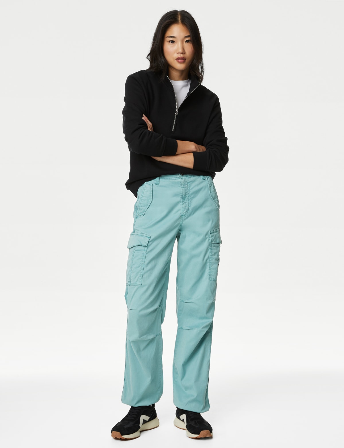 

Marks & Spencer Lyocell™ Rich Cargo Straight Leg Trousers (FEMALE, MID BLUE, 16-REG)