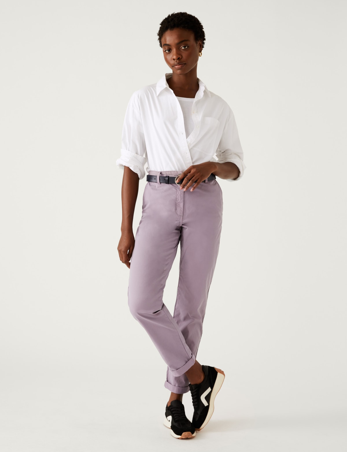 

Marks & Spencer Cotton Rich Tea Dyed Slim Fit Chinos (FEMALE, LIGHT PURPLE, 10-REG)