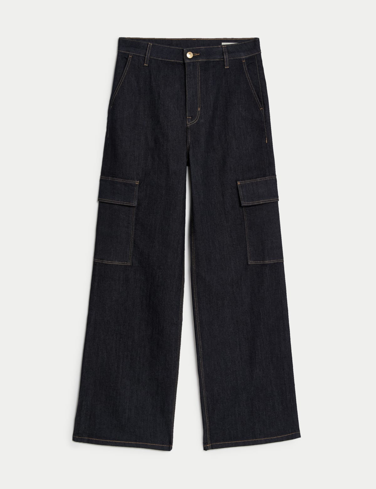 

Marks & Spencer High Waisted Wide Leg Cargo Jeans (FEMALE, INDIGO MIX, 18-REG)