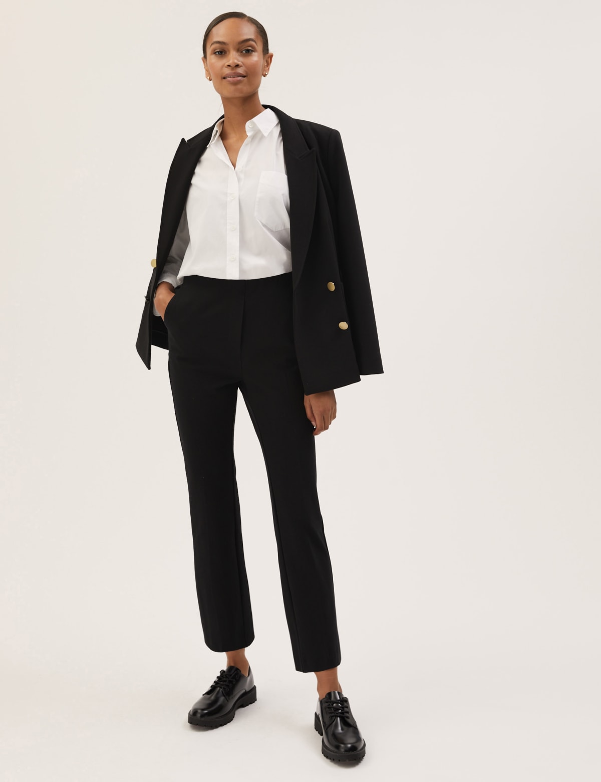 

Marks & Spencer Slim Fit Flare Ankle Grazer Trousers (FEMALE, BLACK, 12-REG)