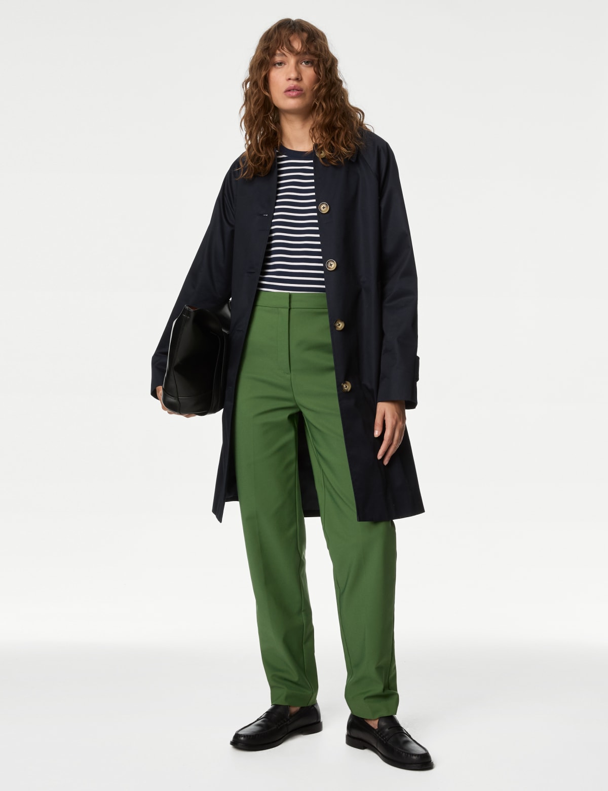 

Marks & Spencer Cotton Blend Slim Fit Ankle Grazer Trousers (FEMALE, FOREST GREEN, 12-REG)