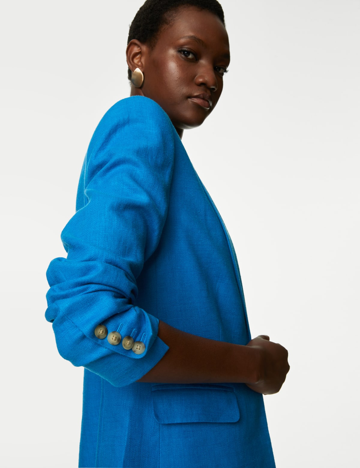 

Marks & Spencer Linen Rich Single Breasted Blazer (FEMALE, BRIGHT BLUE, 18)