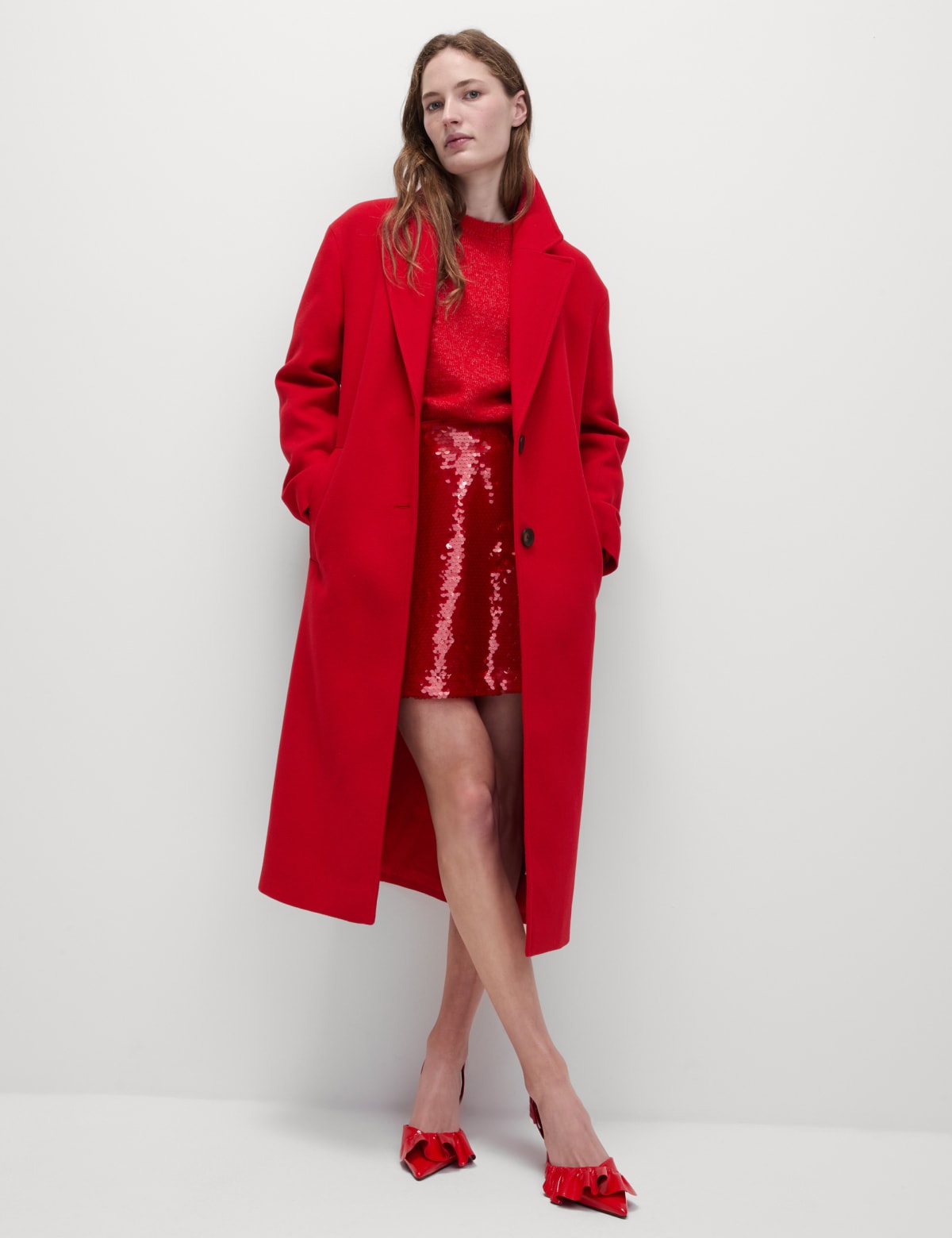 

Marks & Spencer Single Breasted Longline Tailored Coat with Wool (FEMALE, CHILLI, 14)