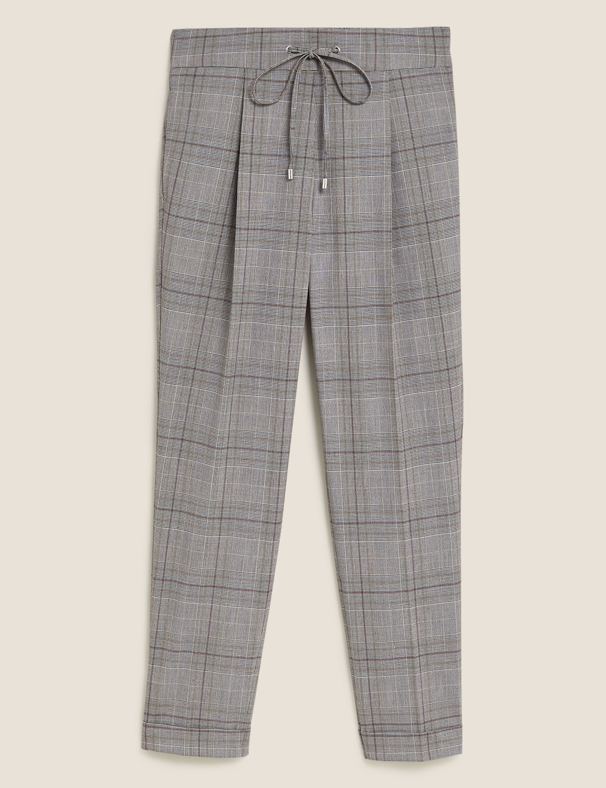 

Marks & Spencer Checked Tapered Ankle Grazer Trousers (FEMALE, GREY MIX, 8-LNG)