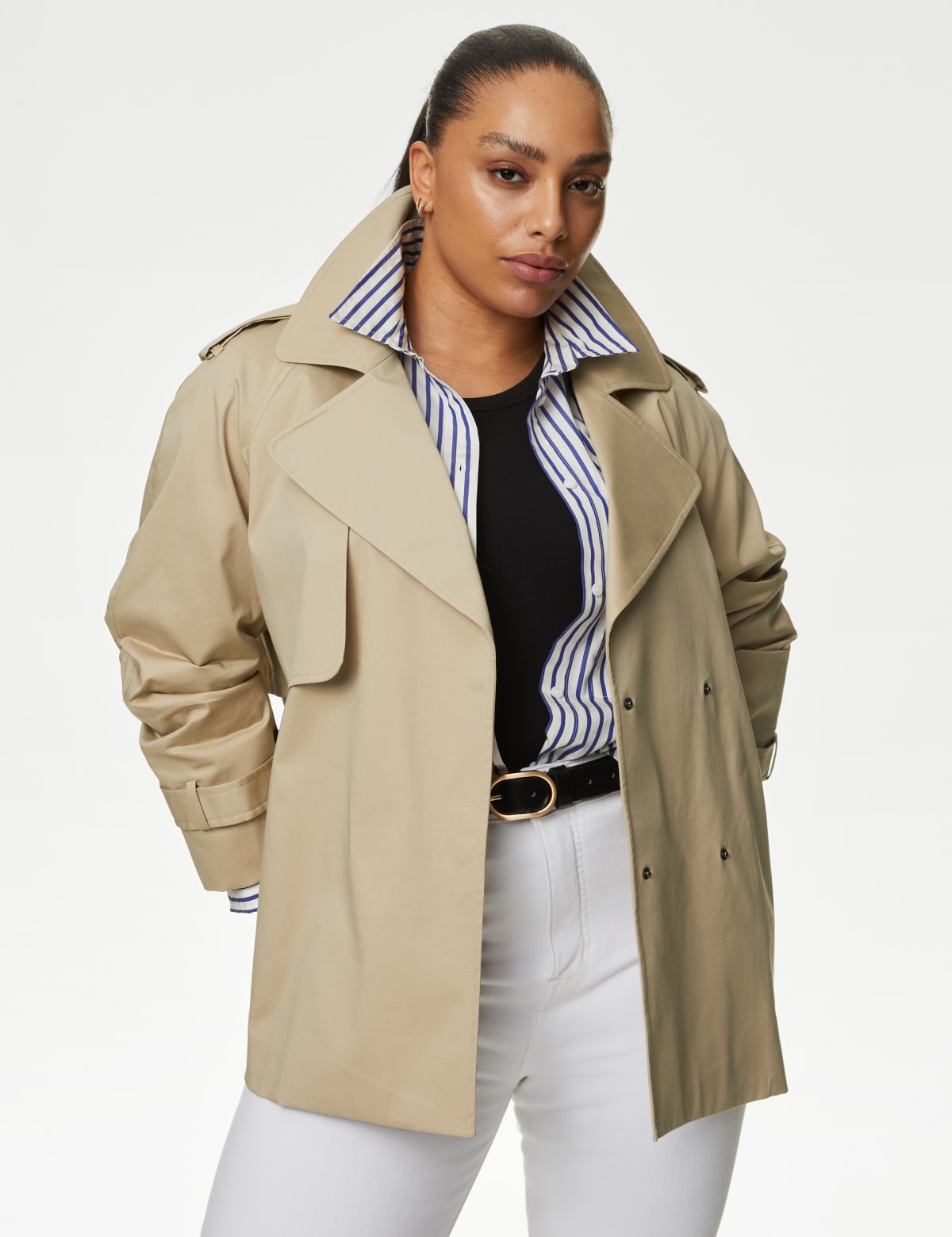 

Marks & Spencer Cotton Rich Short Trench Coat (FEMALE, BUFF, 8)