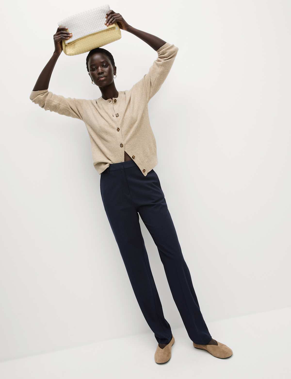 

Marks & Spencer Straight Leg Trousers with Stretch (FEMALE, DARK NAVY, 12-REG)