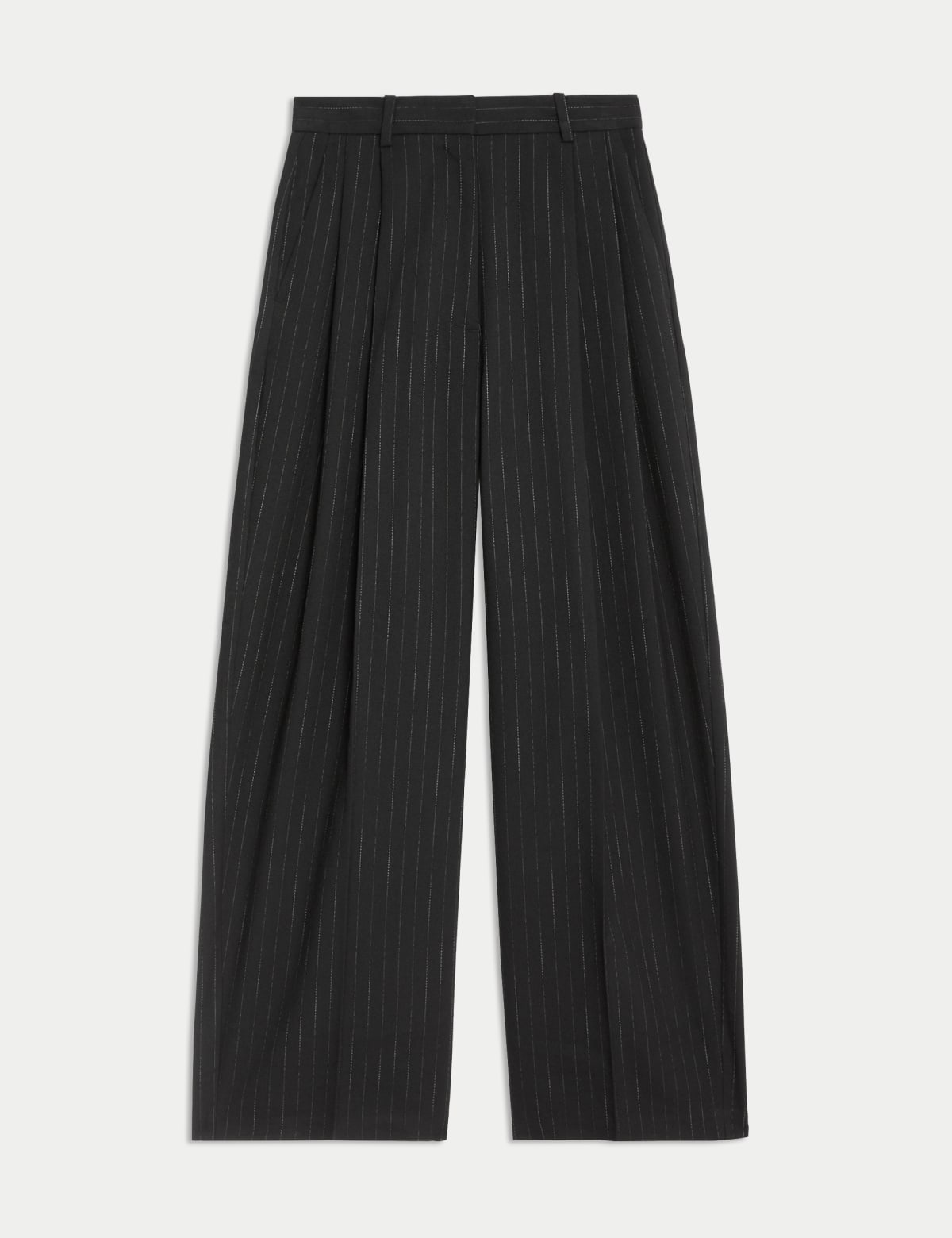 

Marks & Spencer Pinstripe Pleat Front Wide Leg Trousers (FEMALE, BLACK MIX, 22-LNG)