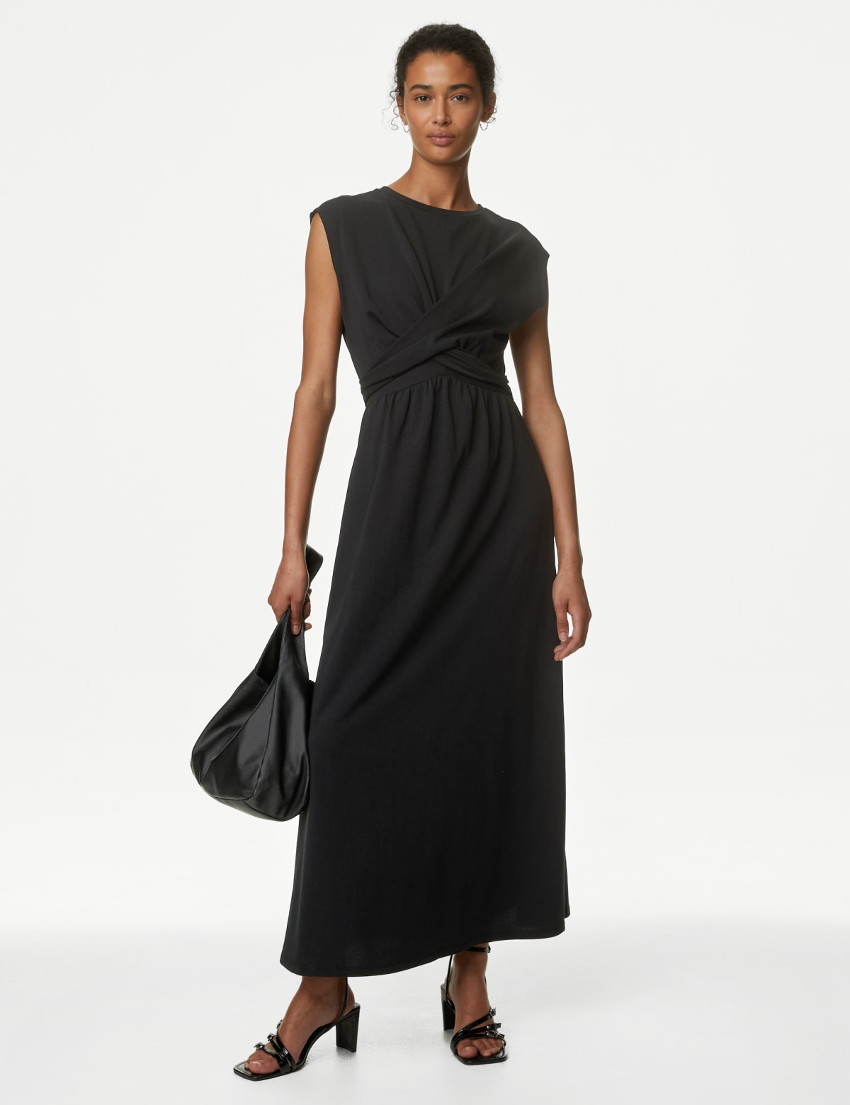 

Marks & Spencer Pure Cotton Round Neck Midi Wrap Dress (FEMALE, BLACK, 10-PET)
