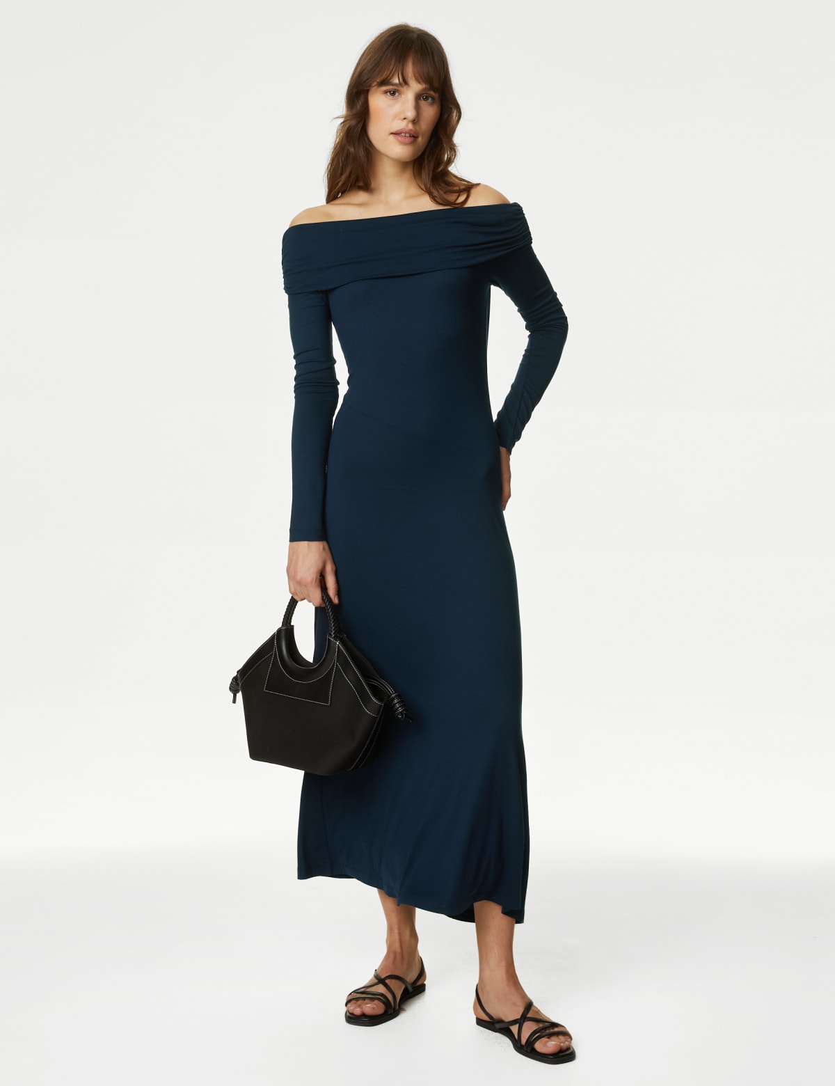 

Marks & Spencer Jersey Bardot Midaxi Column Dress (FEMALE, NAVY, 16-PET)