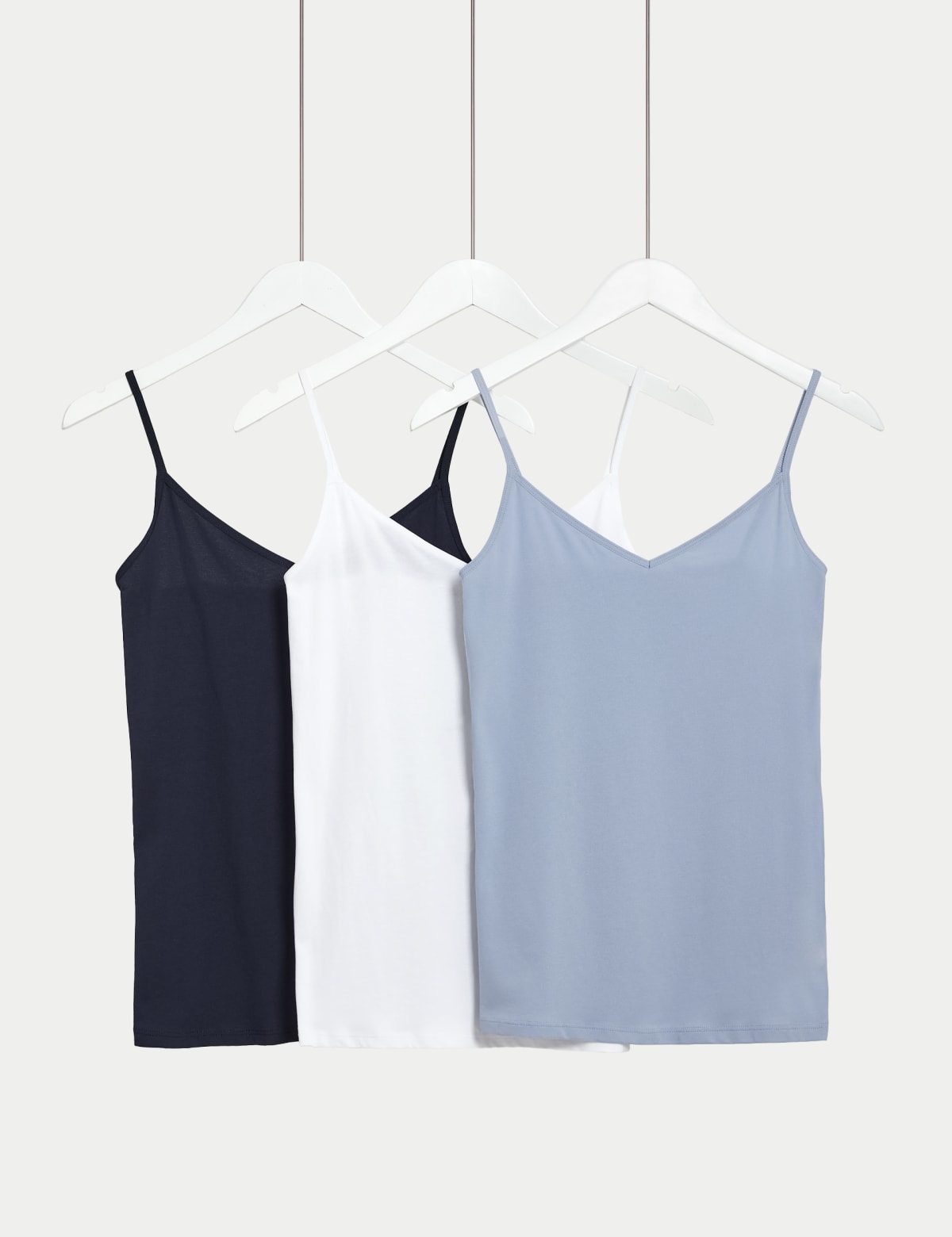 

Marks & Spencer 3pk Cotton Rich Strappy Vests (FEMALE, FADED BLUE, 16)