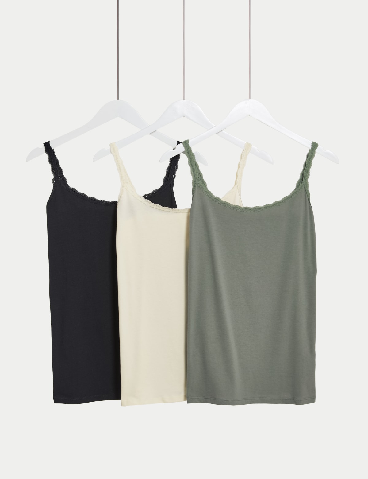 

Marks & Spencer 3pk Cotton Rich Lace Trim Vests (FEMALE, GREEN MIX, 8)