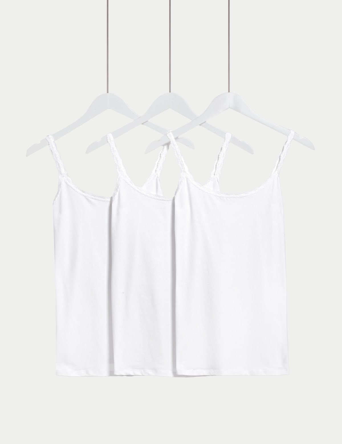 

Marks & Spencer 3pk Cotton Rich Lace Trim Vests (FEMALE, WHITE, 20)